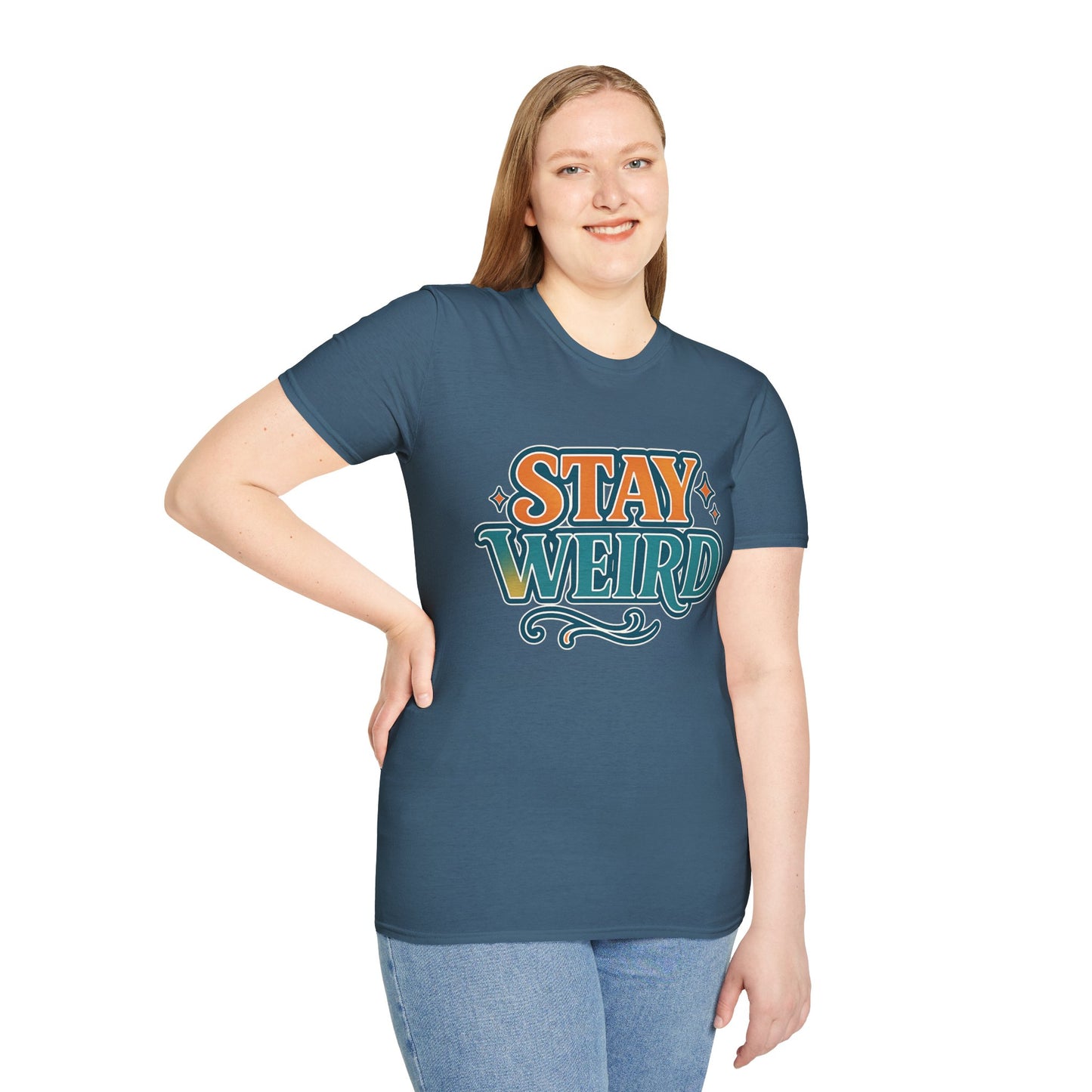 Stay Weird Unisex Softstyle T-Shirt - Fun Graphic Tee, Quirky Apparel, Gift for Friends, Casual Wear, Unique Style