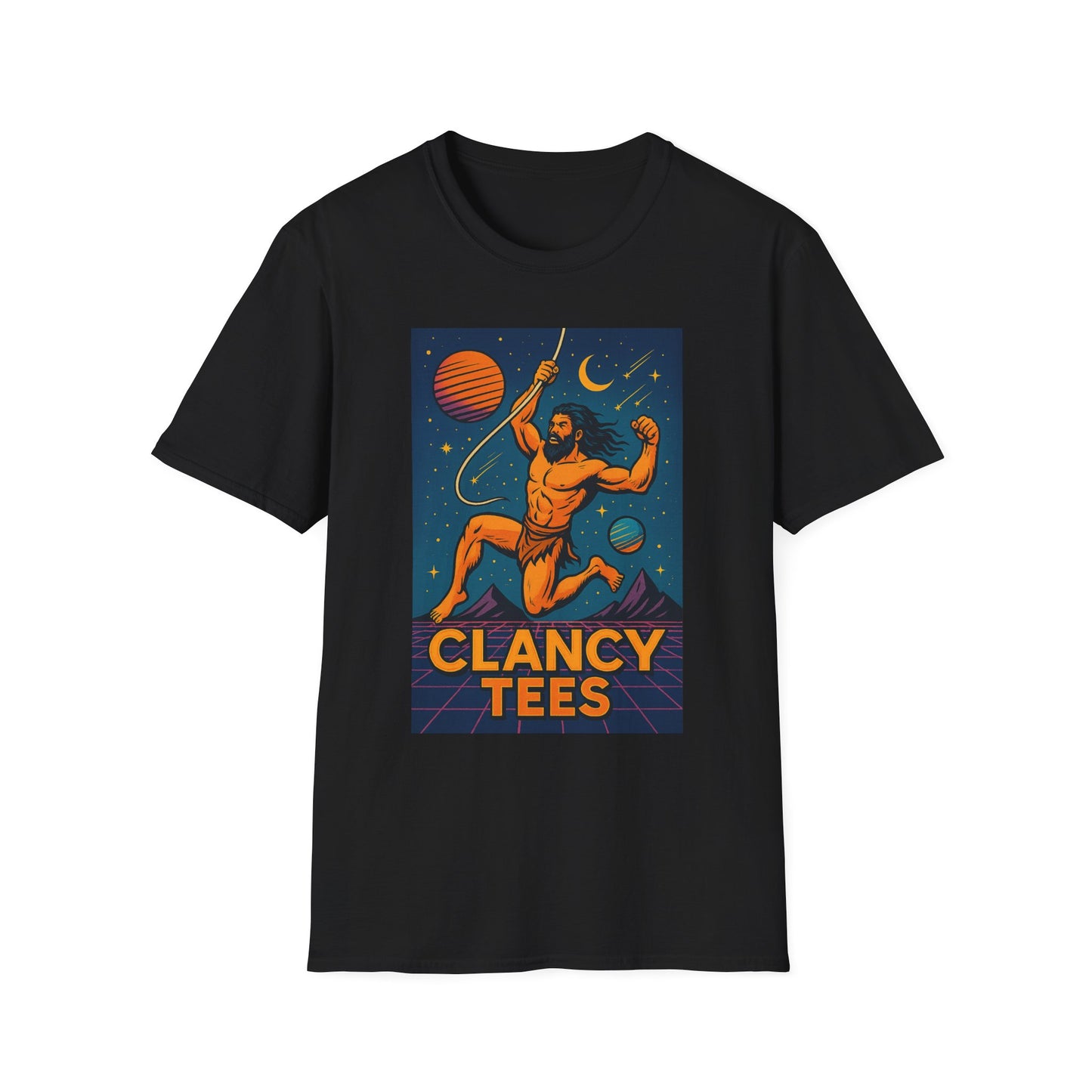 Retro Space Graphic Unisex Softstyle T-Shirt, Fun Casual Wear, Gift for Space Lovers, Cute Vintage Tee, Everyday Comfort Shirt