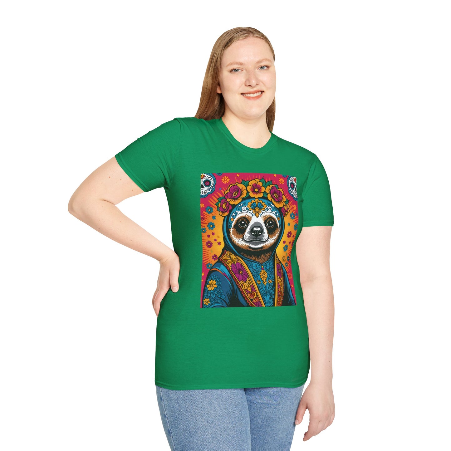 Boho Sloth T Shirt Trippy Animal Graphic Tee Colorful Festival Top Gift for Sloth Lovers