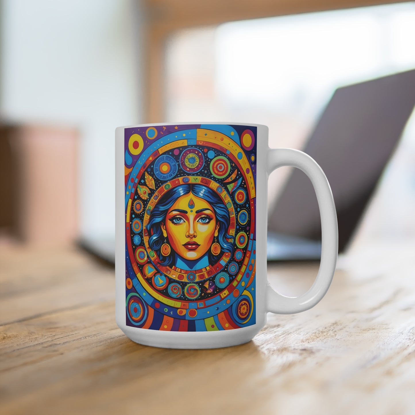 Cosmic Goddess Ceramic Mug Psychedelic Pop Art Spiritual Energy Coffee Cup