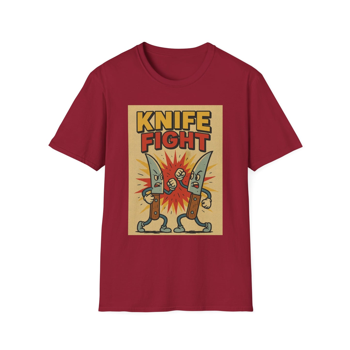 Retro Knife Fight Graphic T-Shirt, Funny Tee, Casual Unisex Clothing, Gift for Him or Her, Unique Humor Shirt