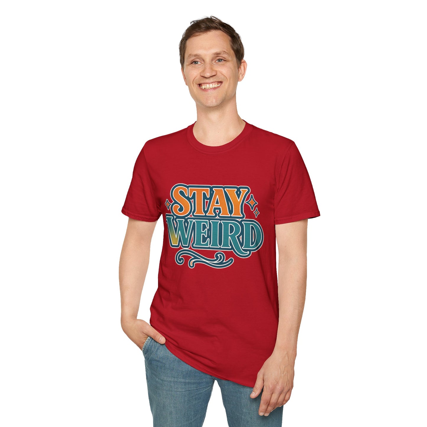 Stay Weird Unisex Softstyle T-Shirt - Fun Graphic Tee, Quirky Apparel, Gift for Friends, Casual Wear, Unique Style