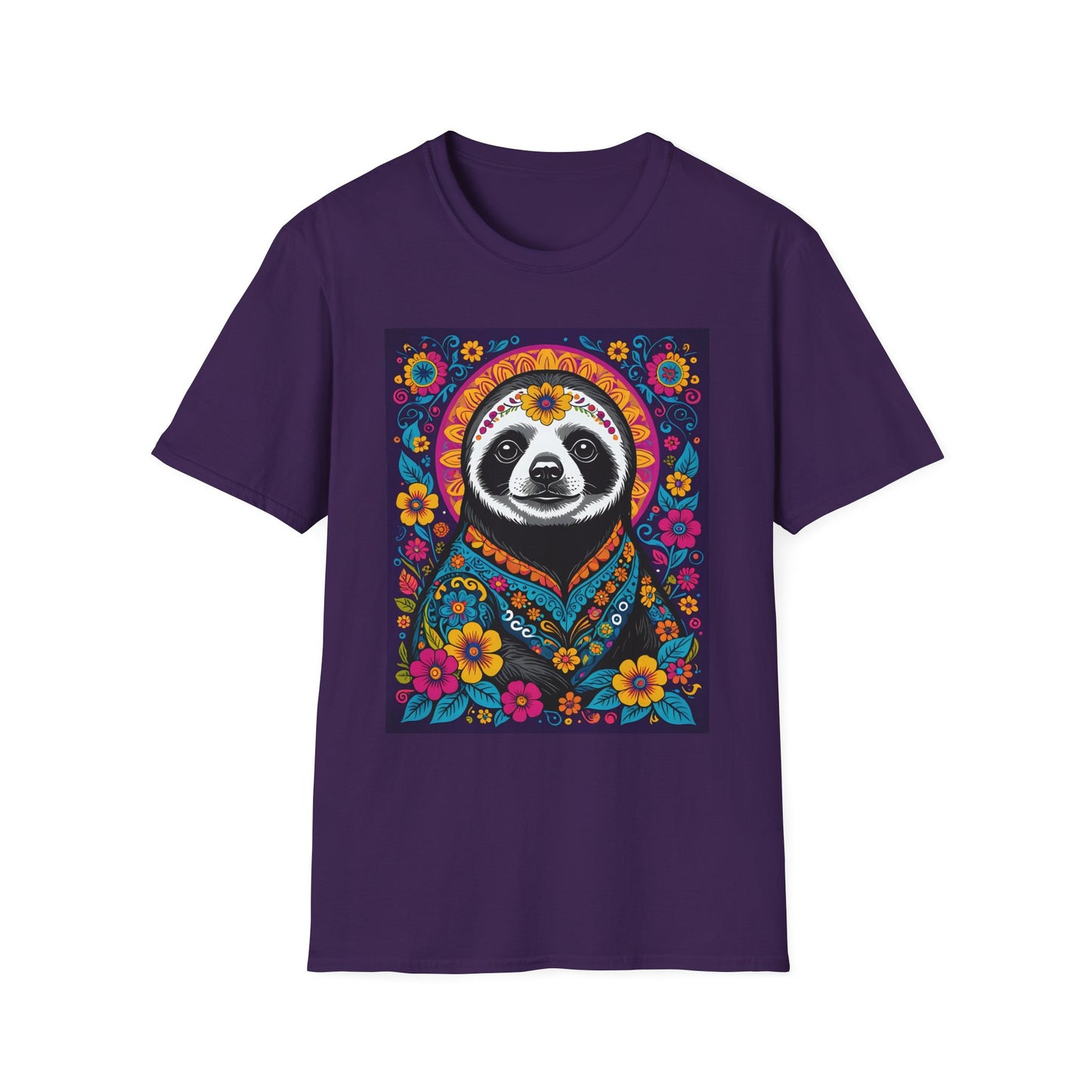 Psychedelic Sloth T Shirt Boho Animal Graphic Tee Trippy Festival Top Gift for Sloth Lovers