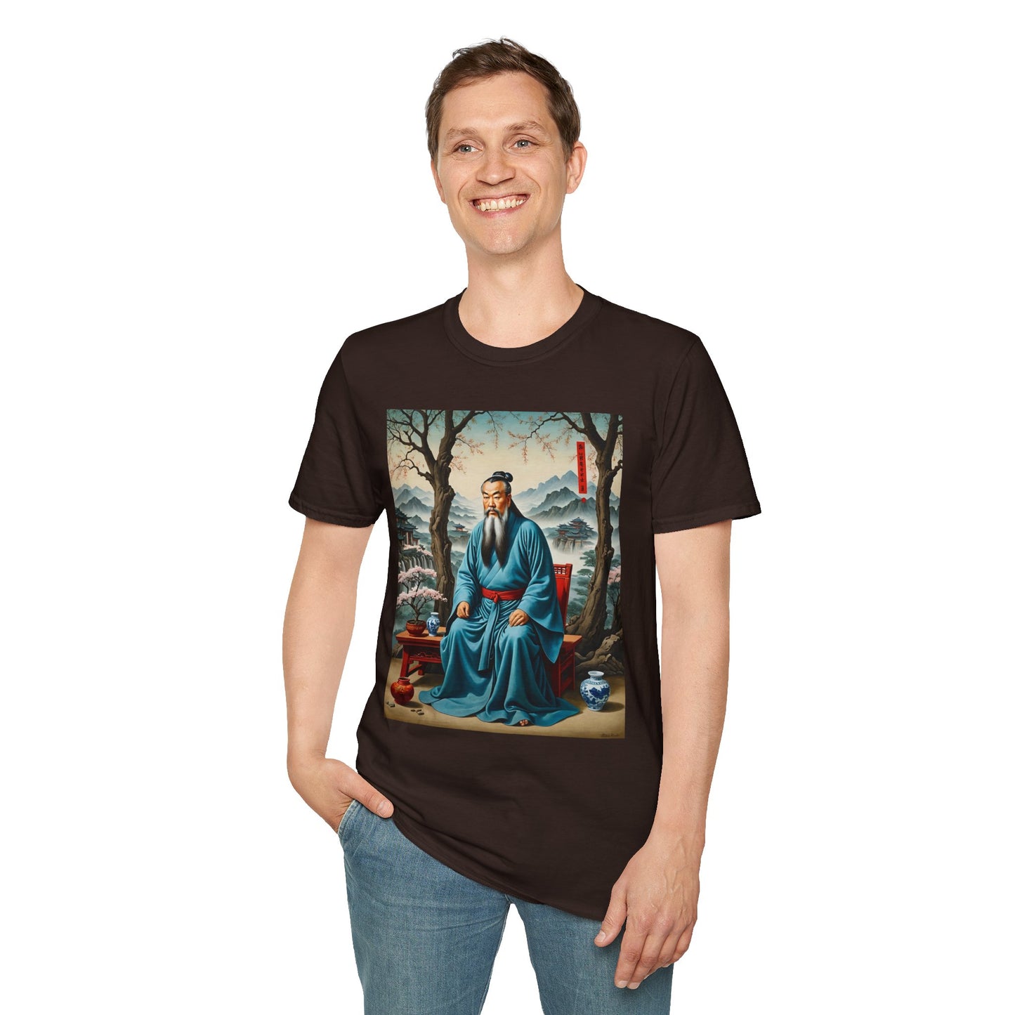 Ancient Scholar T-Shirt Eastern Wisdom Graphic Tee Traditional Art Shirt Gift for History Buffs Gift for Philosophy Fans Timeless Cultural Artwork