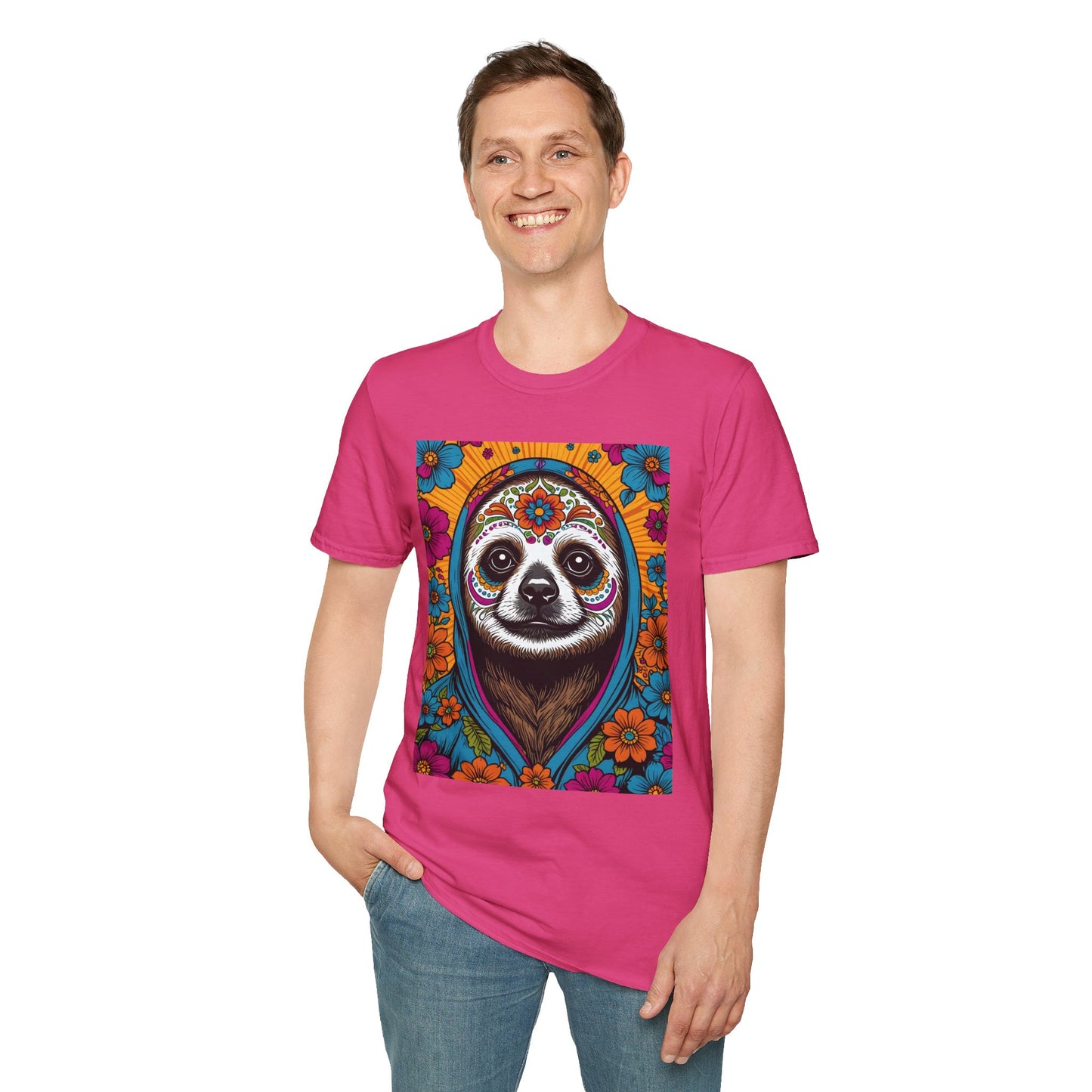 Psychedelic Sloth T Shirt Trippy Animal Graphic Tee Colorful Festival Top Gift for Sloth Lovers