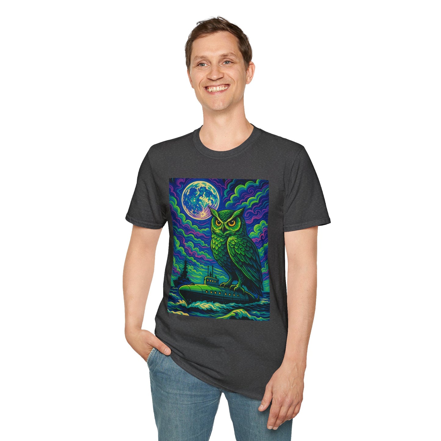 Psychedelic Owl T-Shirt – Trippy Moonlight Animal Tee – Gift for Night Owls, Nature Lovers, Surreal Art Fans & Creatures of the Cosmic Forest