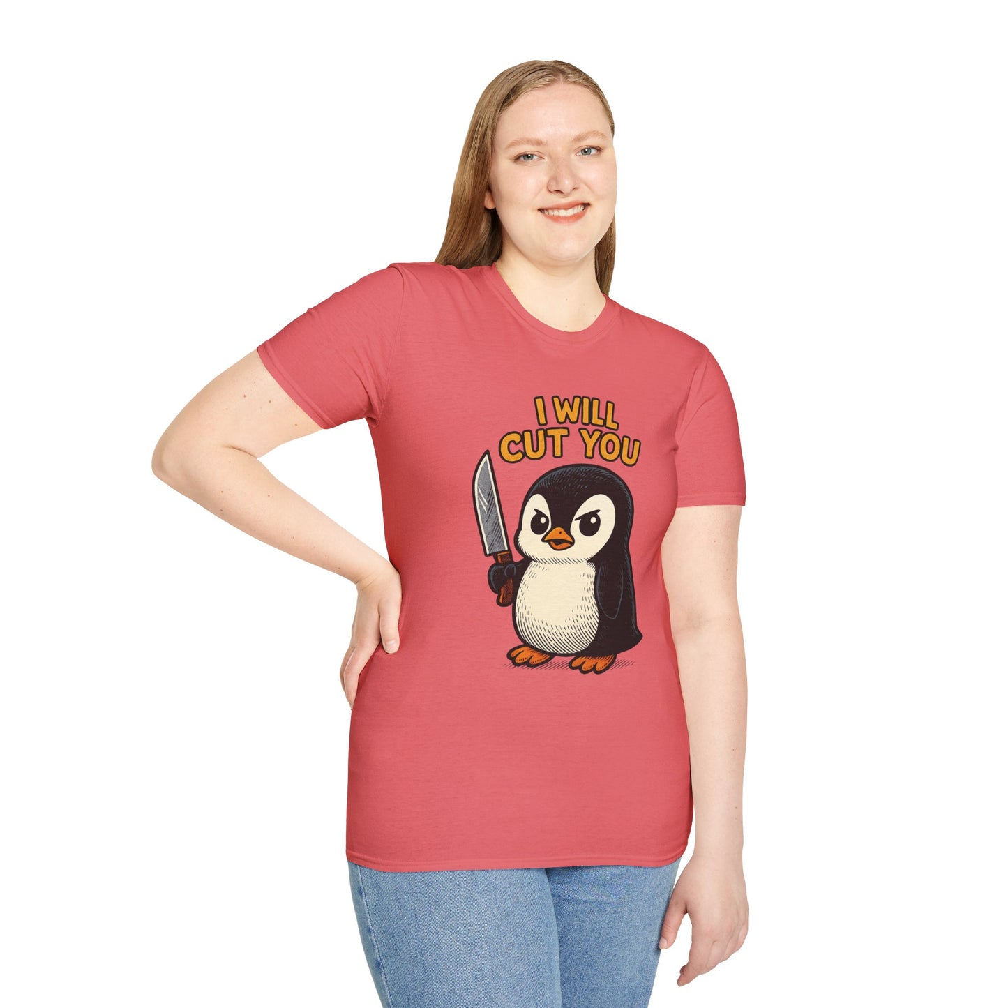 Angry Penguin Knife Shirt – Funny Animal Graphic Tee, Sarcastic Gift for Introverts, Cute but Deadly Humor Shirt