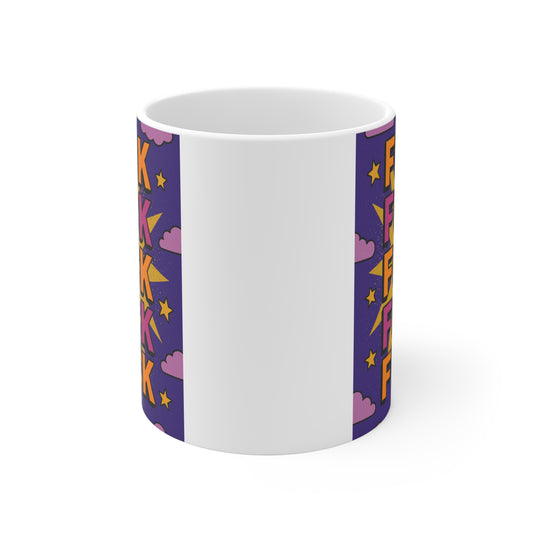 Funny Profanity Mug Bold Swear Word Coffee Cup Sarcastic Pop Art Ceramic 11oz Humor Aesthetic Daily Rant Gift For Coworkers And Friends