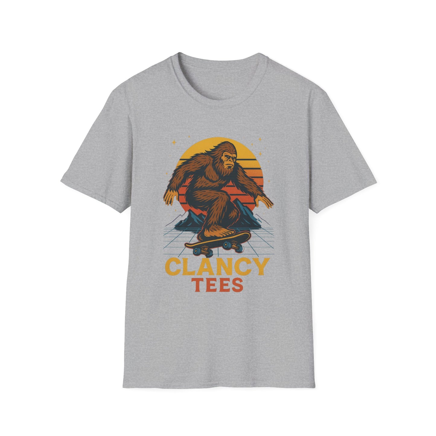 Bigfoot Skateboard Unisex T-Shirt, Retro Graphic Tee, Funny Gift for Skaters, Adventure Lovers, Summer Apparel, Men's and Women's Fashion