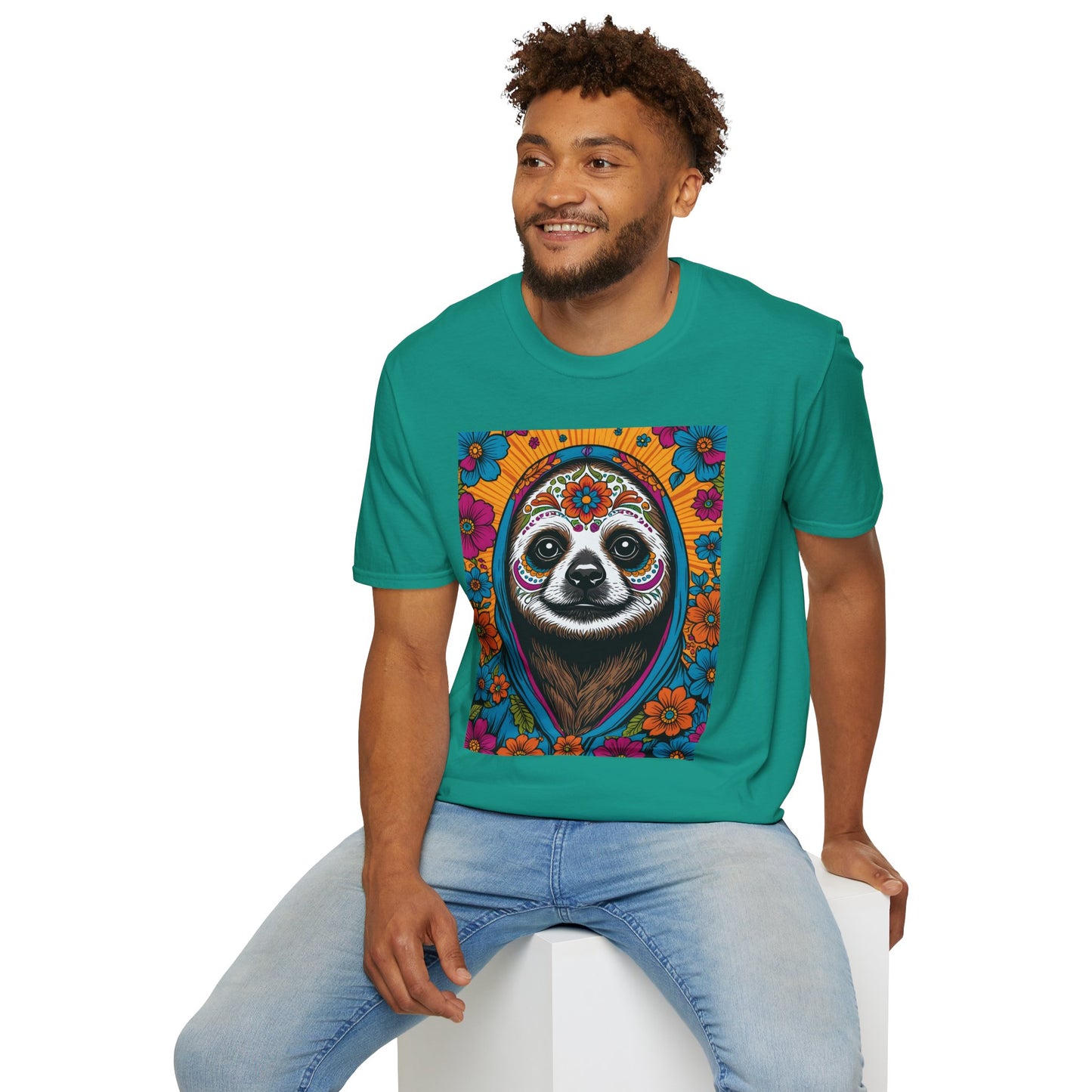Psychedelic Sloth T Shirt Trippy Animal Graphic Tee Colorful Festival Top Gift for Sloth Lovers