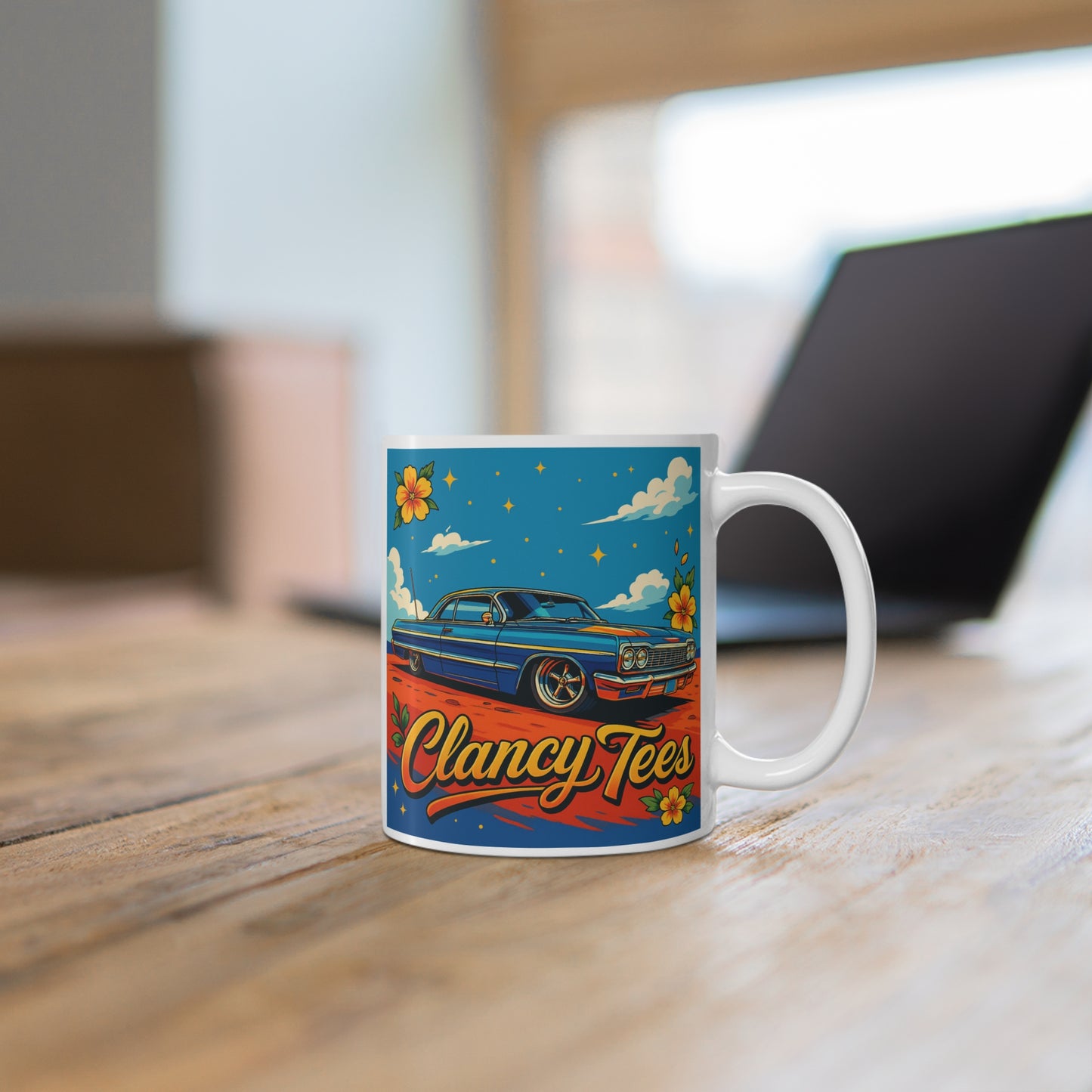 Lowrider Classic Car Coffee Mug Clancy Tees Retro Cruiser Ceramic Mug Chicano Style Gift For Drivers