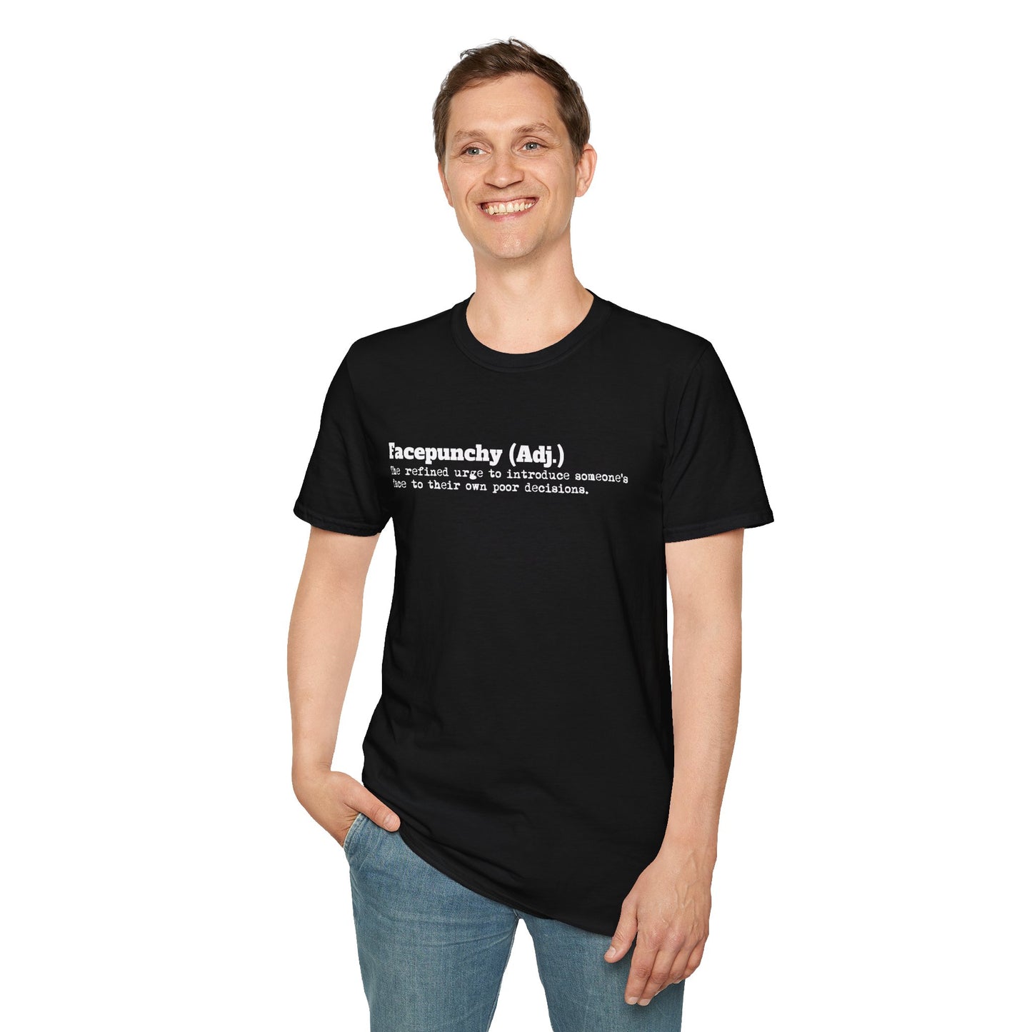 Facepunchy Definition T-Shirt Sarcastic Text Tee Funny Dictionary Shirt for Snarky People Gift for Coworkers with Attitude Passive Aggressive Humor