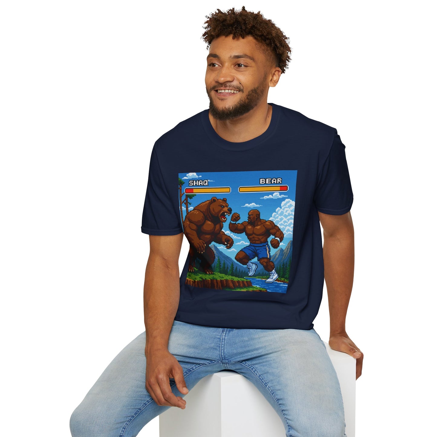 Shaq vs Bear Funny T-Shirt | Retro Arcade Fighter Tee | Gift for Gamers & 90s Kids | Weird Animal Combat Shirt