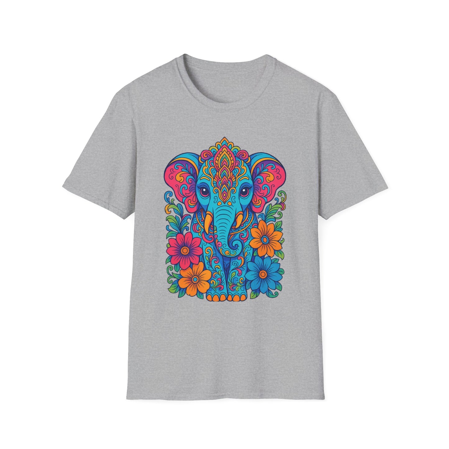 Colorful Elephant Shirt Trippy Boho Floral Art Tee Gift for Yoga Lovers Psychedelic Animal Fans and Free Spirits Who Rock Vibrant Festival Style