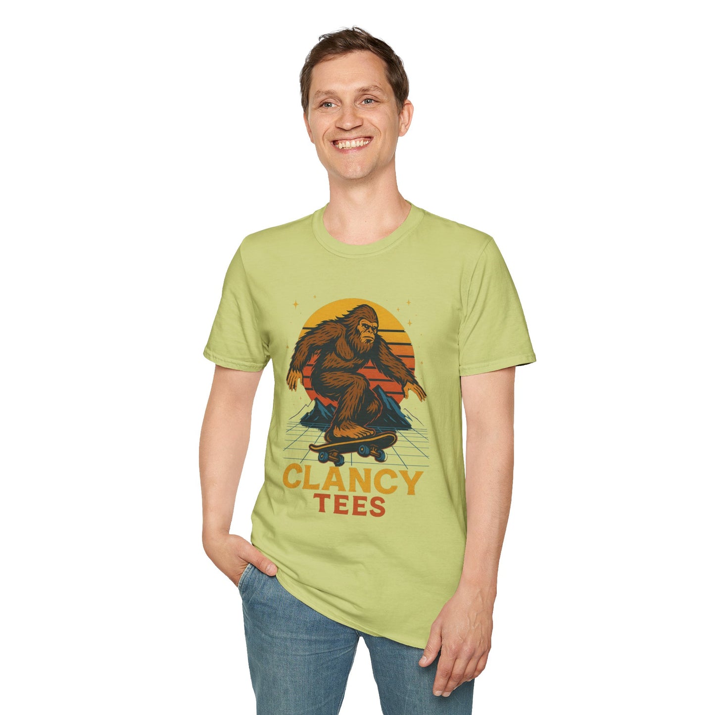 Bigfoot Skateboard Unisex T-Shirt, Retro Graphic Tee, Funny Gift for Skaters, Adventure Lovers, Summer Apparel, Men's and Women's Fashion
