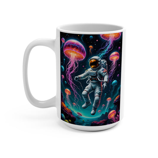 Astronaut Jellyfish Coffee Mug Psychedelic Ocean Space Ceramic Cup Surreal Outer Space Drinkware Gift for Sci Fi Fans Unique Cosmic Art Coffee Cup