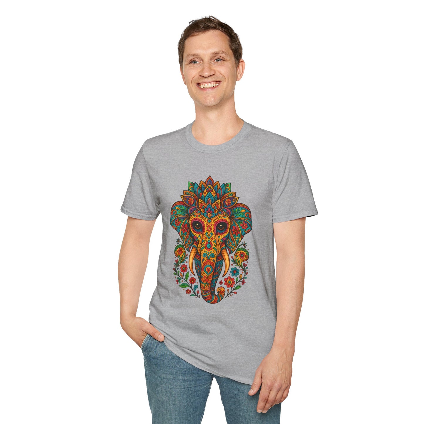 Boho Elephant Shirt Psychedelic Floral Head Art Tee Gift for Spiritual Seekers Animal Lovers and Mindful Hippies with a Love for Earthy Trippy Vibes