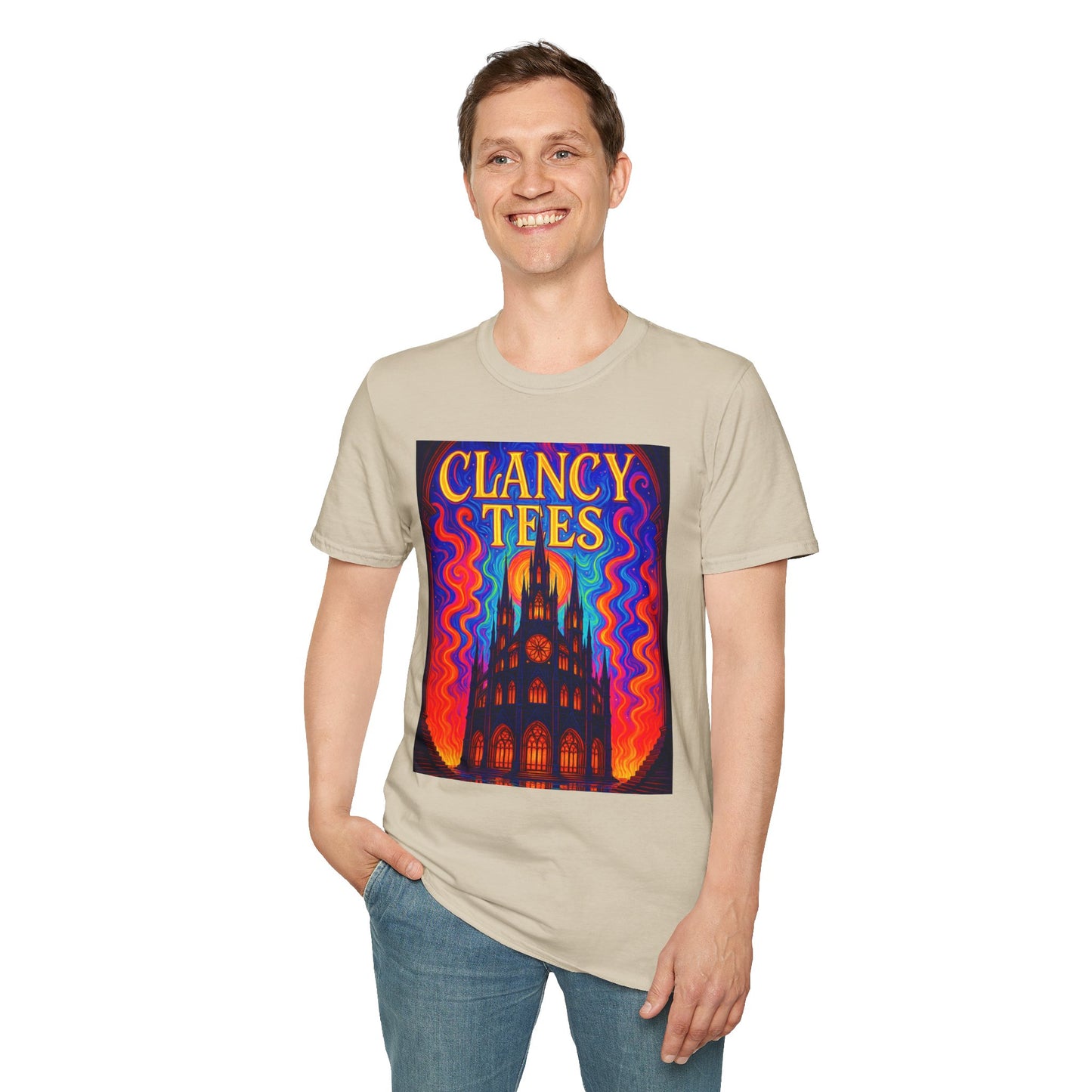 Psychedelic Cathedral Shirt – Trippy Gothic Church Tee – Gift for Art Nerds, Music Festival Fans, Visual Explorers, and Spiritual Weirdos
