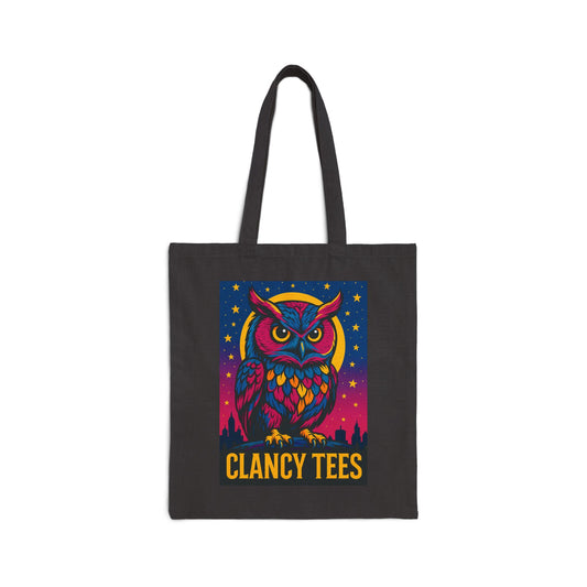 Colorful Owl Tote Bag Canvas Reusable Eco Friendly Psychedelic Art Shopping