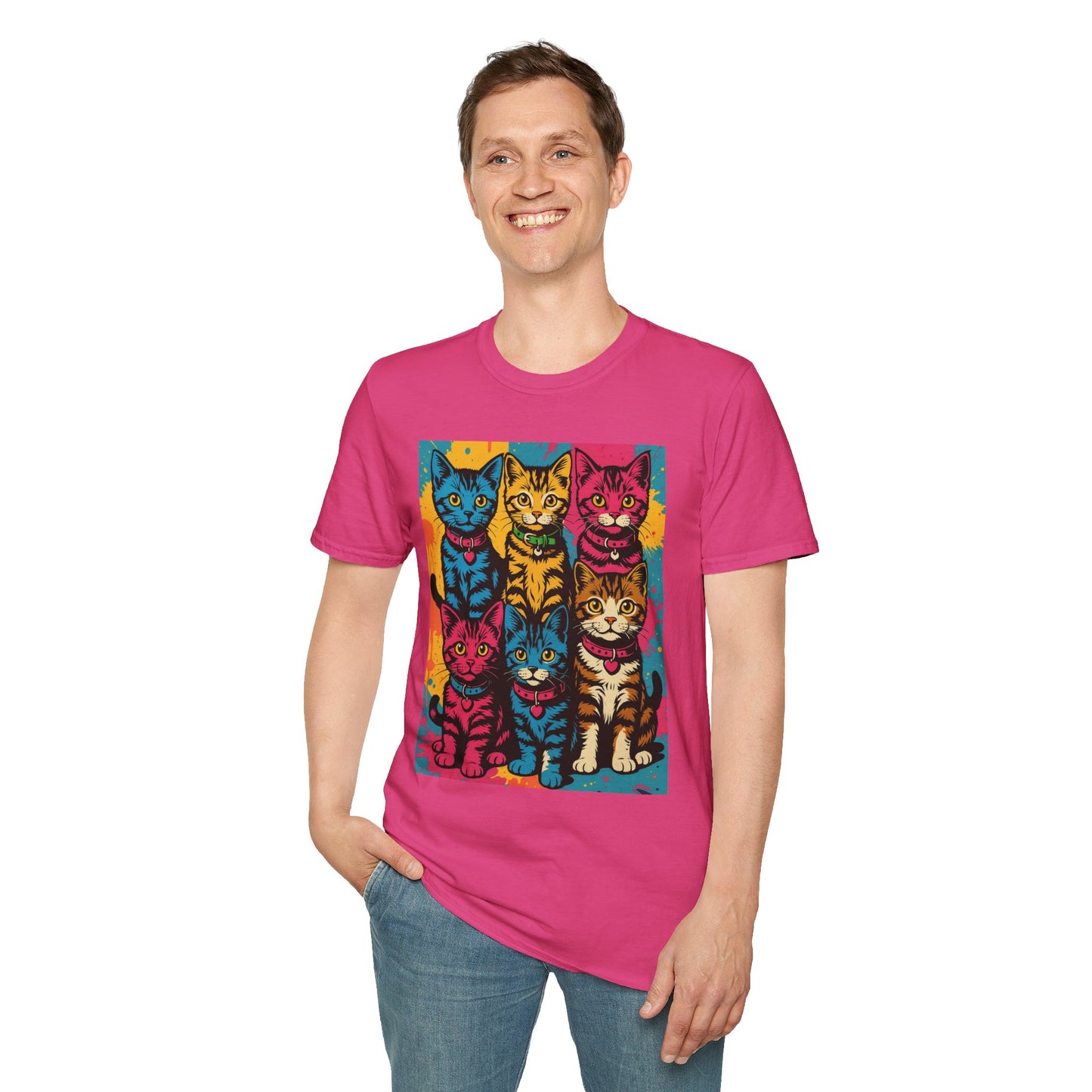 Rainbow Cats Art Shirt – Colorful Cat Lover Tee for Feline Fans – Funny Gift for Cat Moms, Pet Parents, Weird Cat People & Whimsical Animal Aesthetic