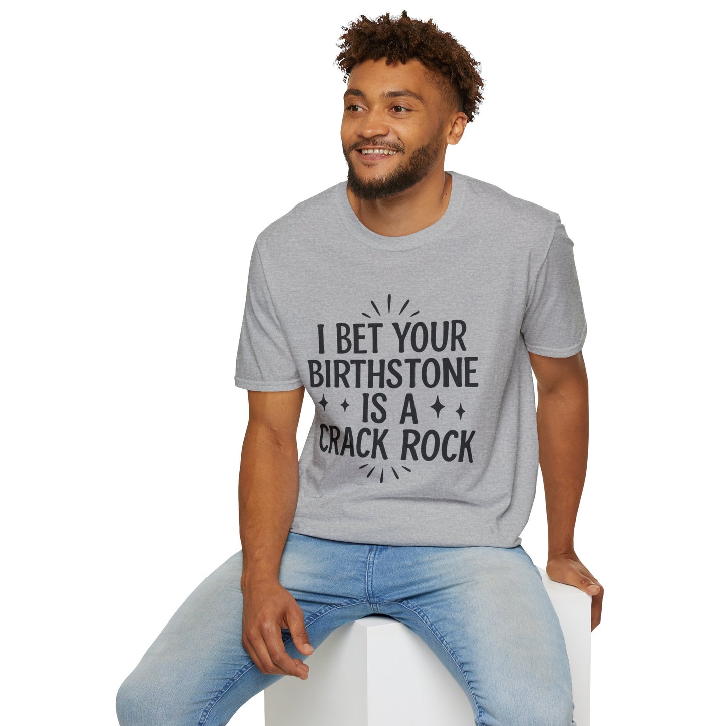 Crack Rock Birthstone Shirt – Funny Insult Tee – Gift for Petty Friends, Sarcastic Adults, and People Who Love Dark Humor