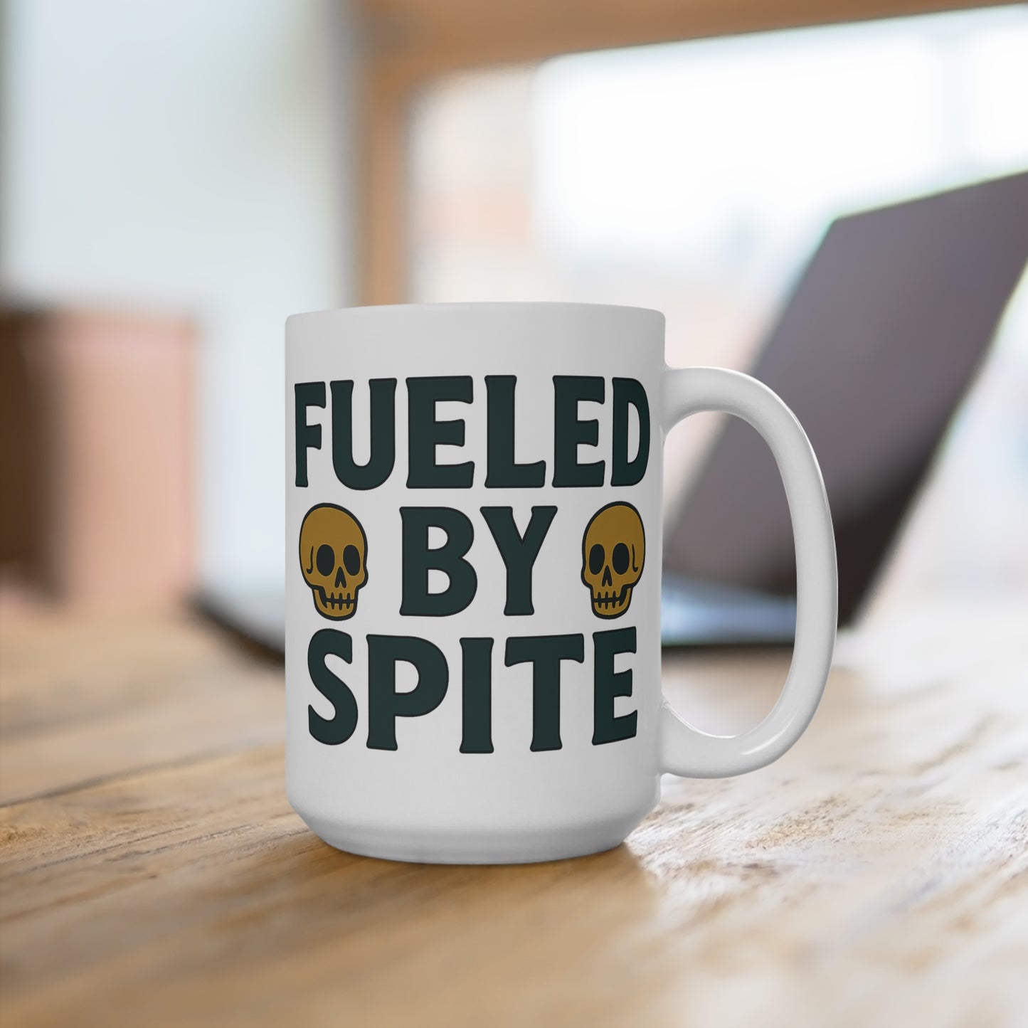Fueled By Spite Coffee Mug 15oz Ceramic Cup Dark Humor Gift For Coworkers Sarcastic Office Drinkware Funny Anti Inspirational ClancyTees Mug
