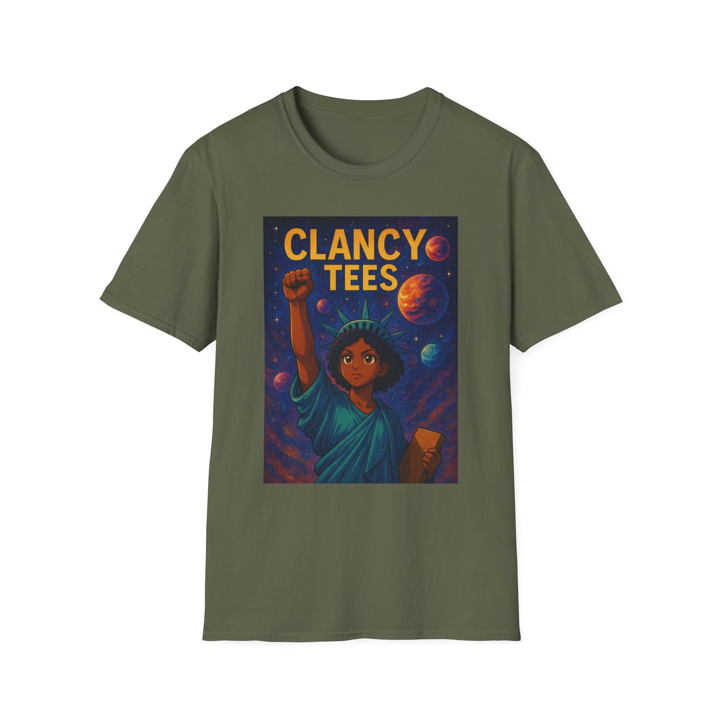 Empowerment Liberty Graphic T-Shirt, Space-Themed Tee, Unisex Casual Wear, Gift for Space Lovers, Inspirational Fashion