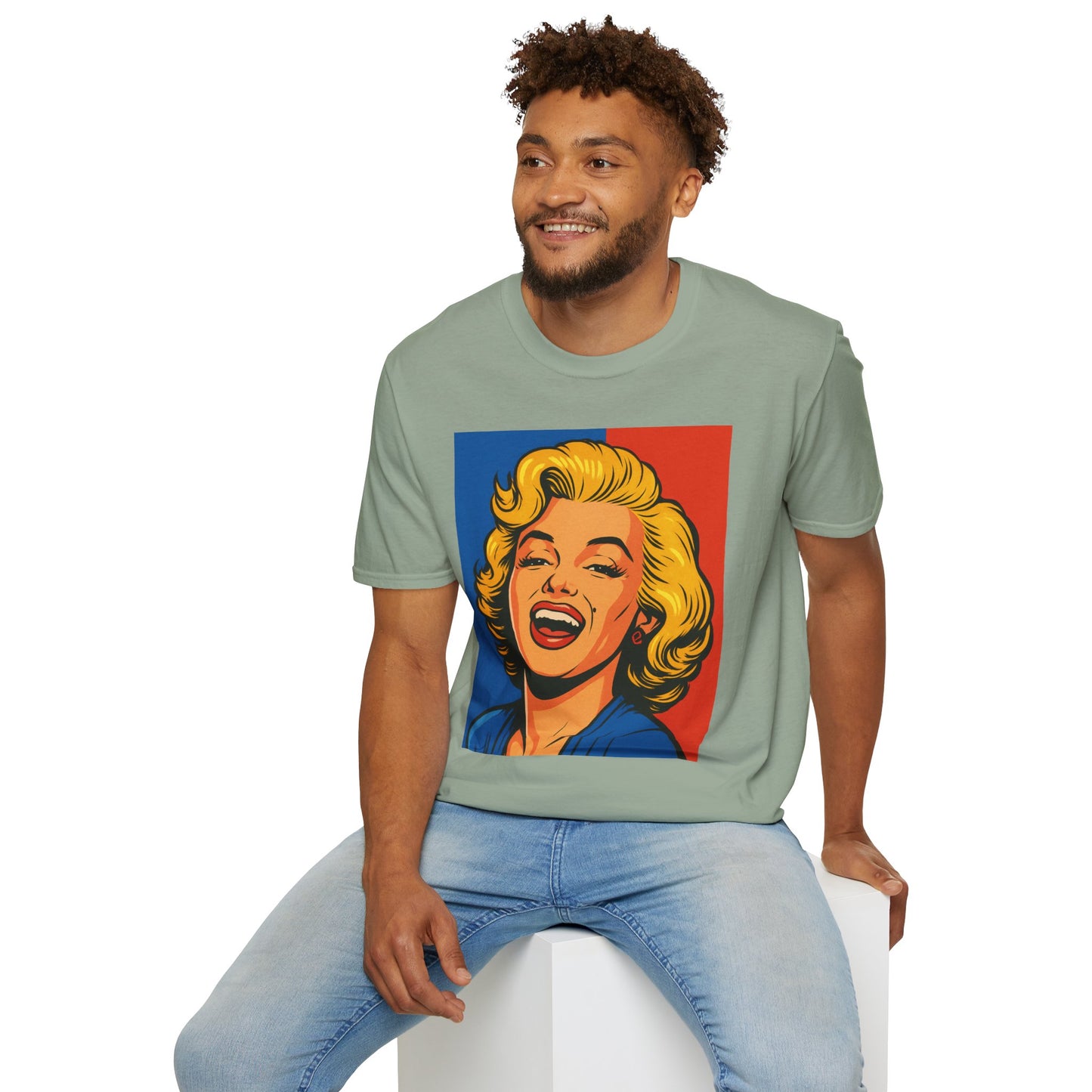 Retro Blonde Bombshell T-Shirt – Pop Art Style Graphic Tee – Gift for Classic Movie Fans, Vintage Aesthetic Lovers, and Bold Fashion Enthusiasts