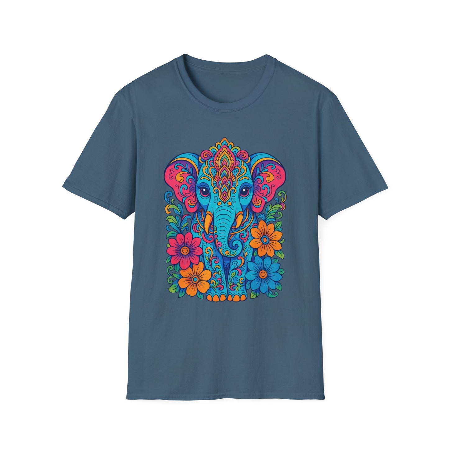 Colorful Elephant Shirt Trippy Boho Floral Art Tee Gift for Yoga Lovers Psychedelic Animal Fans and Free Spirits Who Rock Vibrant Festival Style