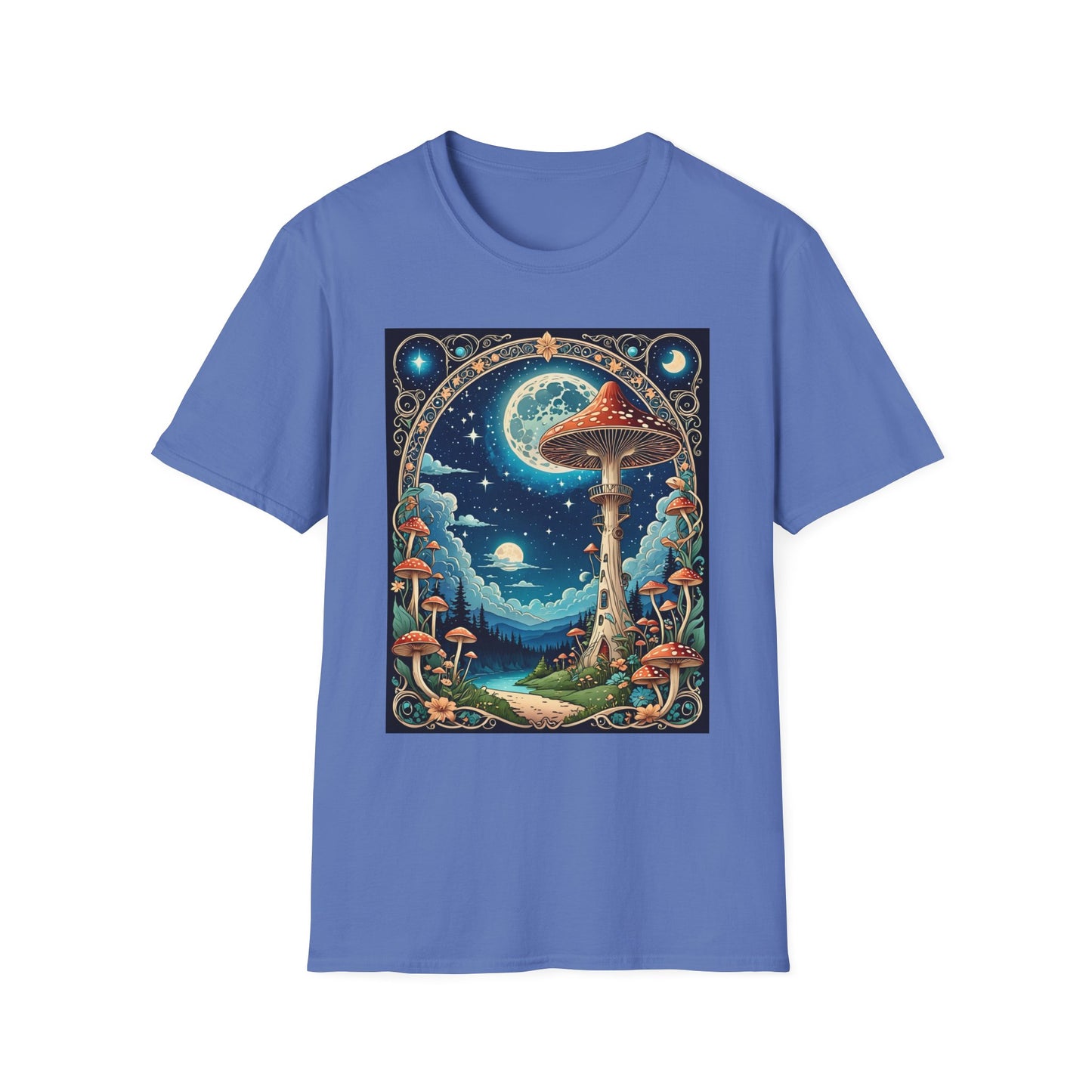 Psychedelic Mushroom Forest Shirt – Trippy Moonlight Nature Tee – Gift for Shroom Enthusiasts, Fantasy Fans, and Dreamy Escapists