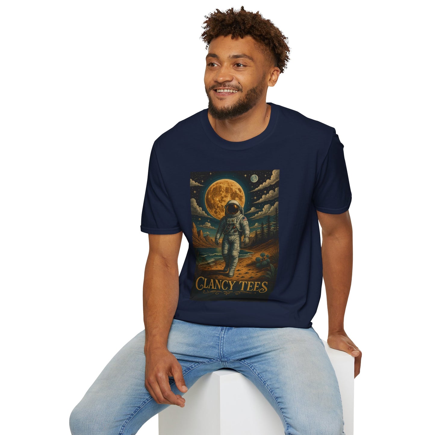 Astronaut Adventure Unisex Softstyle T-Shirt | Cosmic Space Shirt, Graphic Tee for Space Lovers, Gift for Nerds, Casual Wear