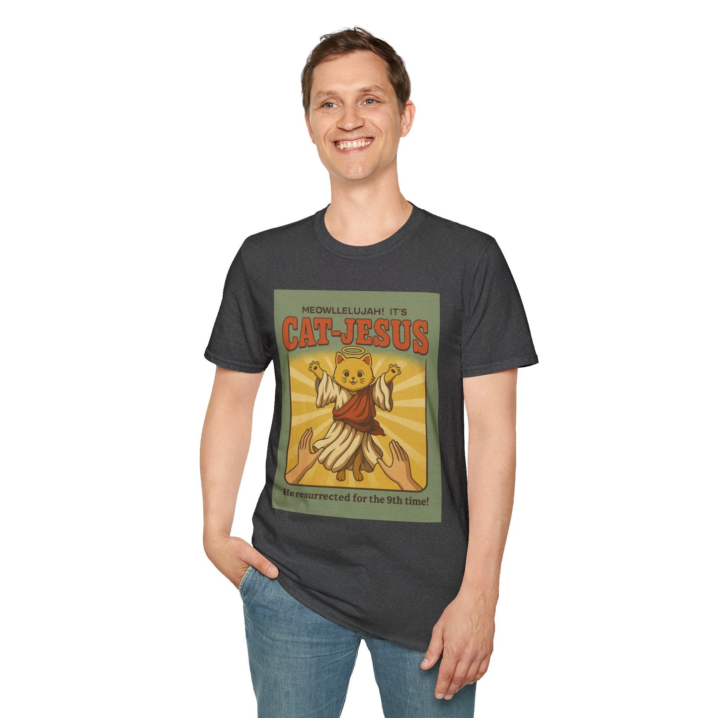 Cat Jesus Funny Resurrected Cat Shirt Meow Hallelujah Tee for Cat Lovers Faith and Felines Fans of Holy Humor and Nine Lives Resurrection Gags