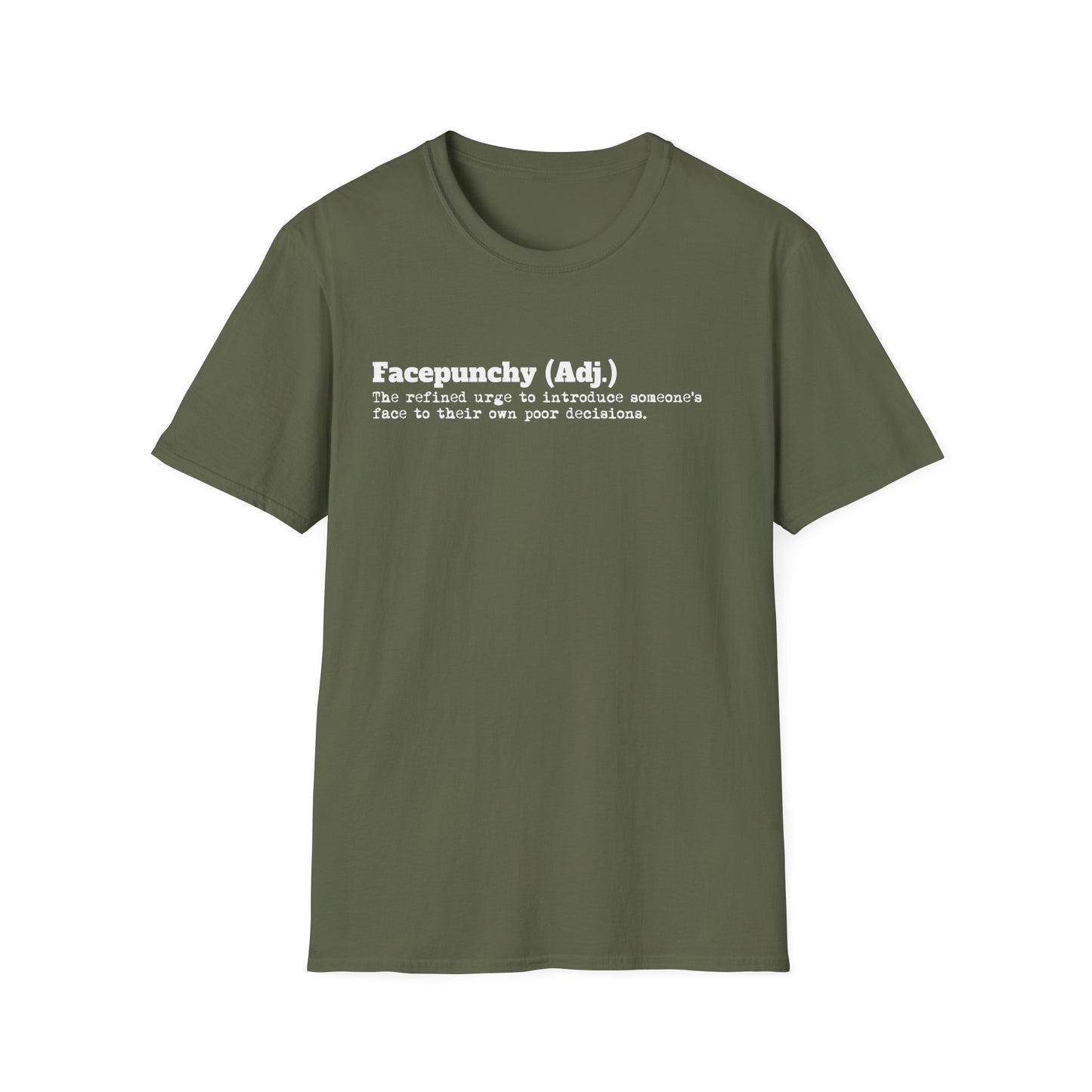 Facepunchy Definition T-Shirt Sarcastic Text Tee Funny Dictionary Shirt for Snarky People Gift for Coworkers with Attitude Passive Aggressive Humor