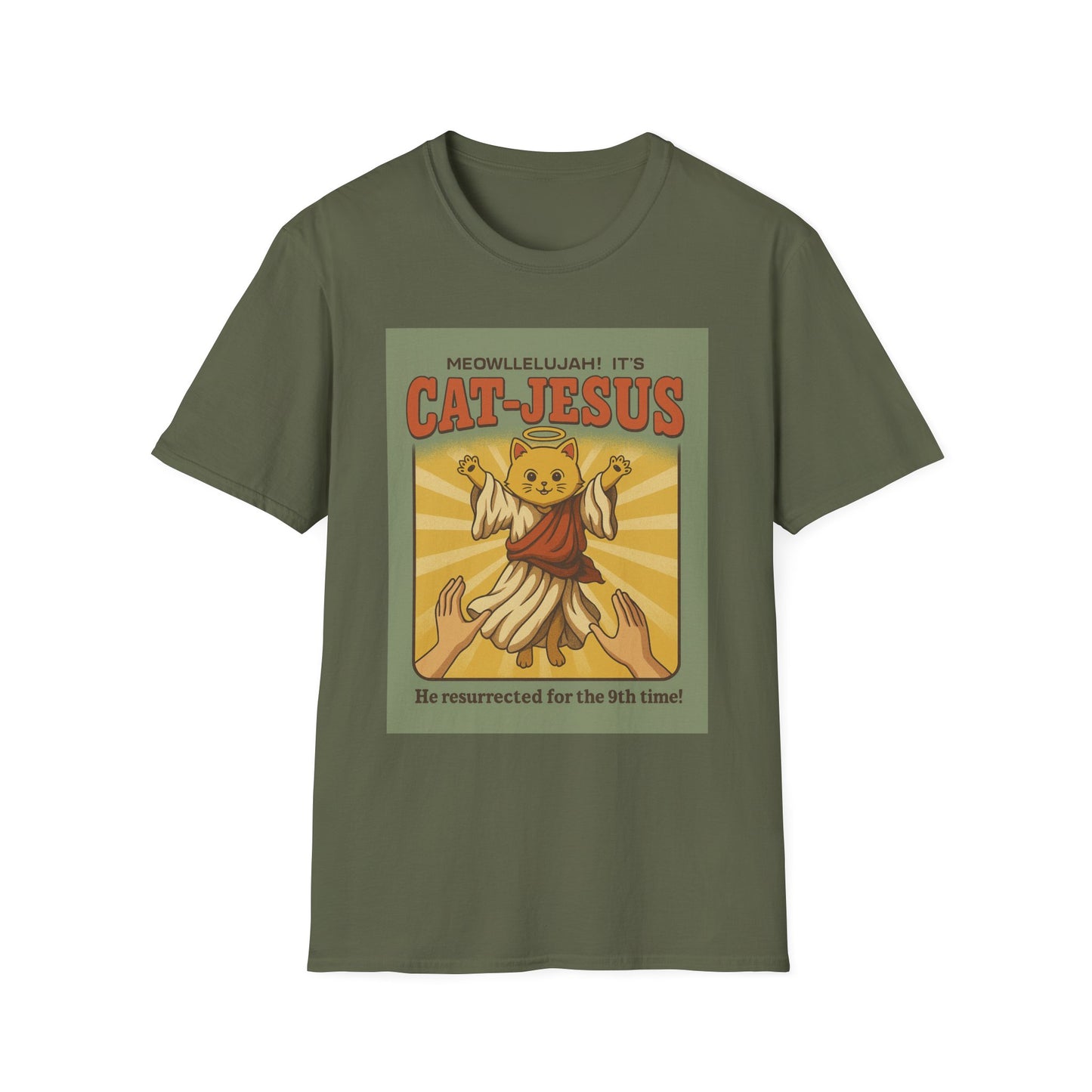 Cat Jesus Funny Resurrected Cat Shirt Meow Hallelujah Tee for Cat Lovers Faith and Felines Fans of Holy Humor and Nine Lives Resurrection Gags
