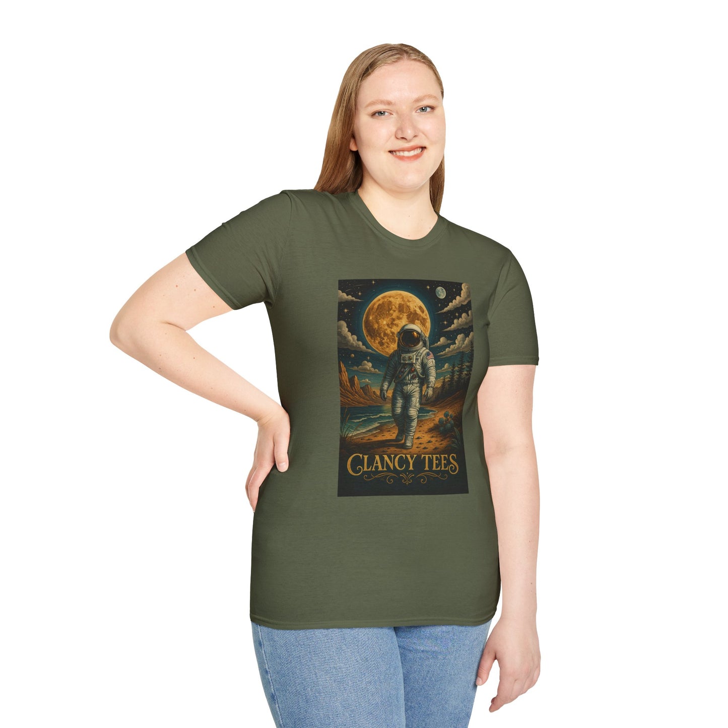 Astronaut Adventure Unisex Softstyle T-Shirt | Cosmic Space Shirt, Graphic Tee for Space Lovers, Gift for Nerds, Casual Wear