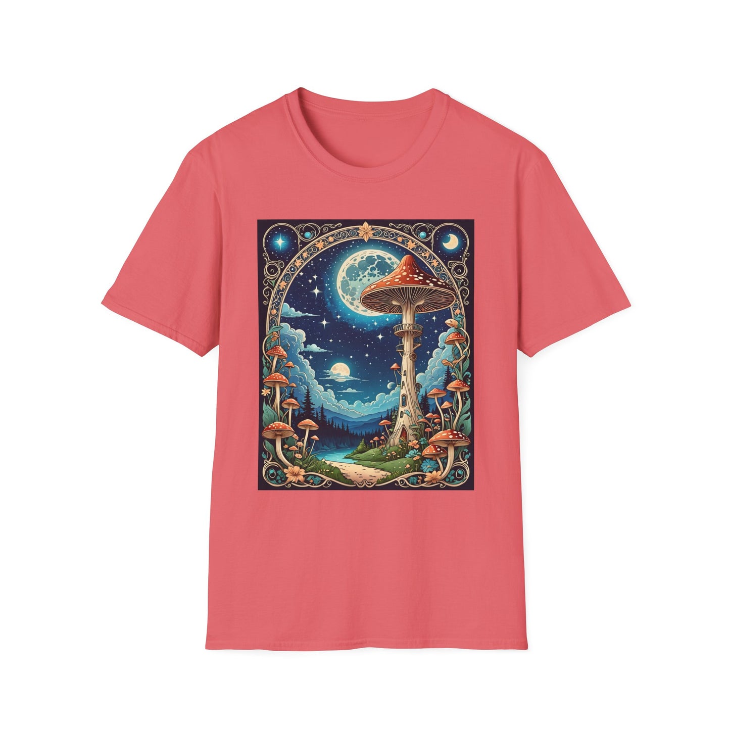 Psychedelic Mushroom Forest Shirt – Trippy Moonlight Nature Tee – Gift for Shroom Enthusiasts, Fantasy Fans, and Dreamy Escapists