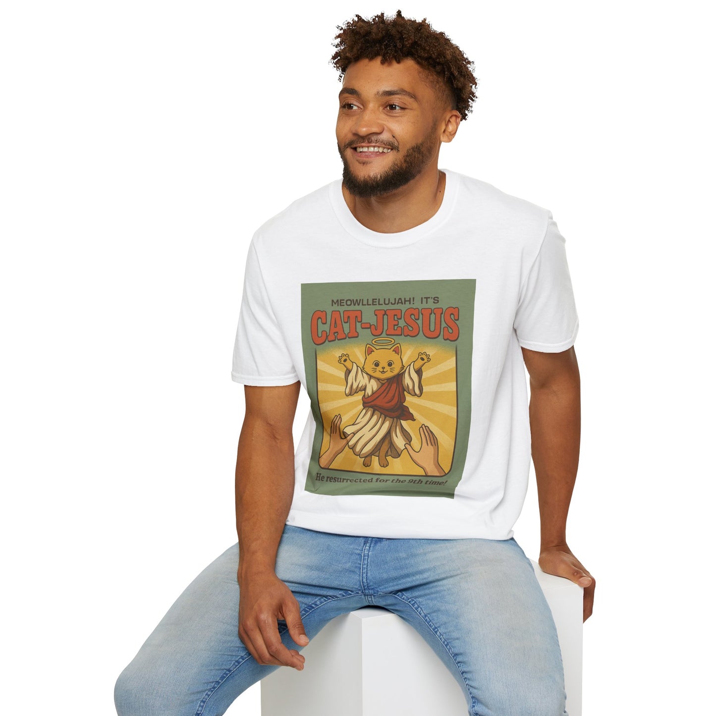 Cat Jesus Funny Resurrected Cat Shirt Meow Hallelujah Tee for Cat Lovers Faith and Felines Fans of Holy Humor and Nine Lives Resurrection Gags
