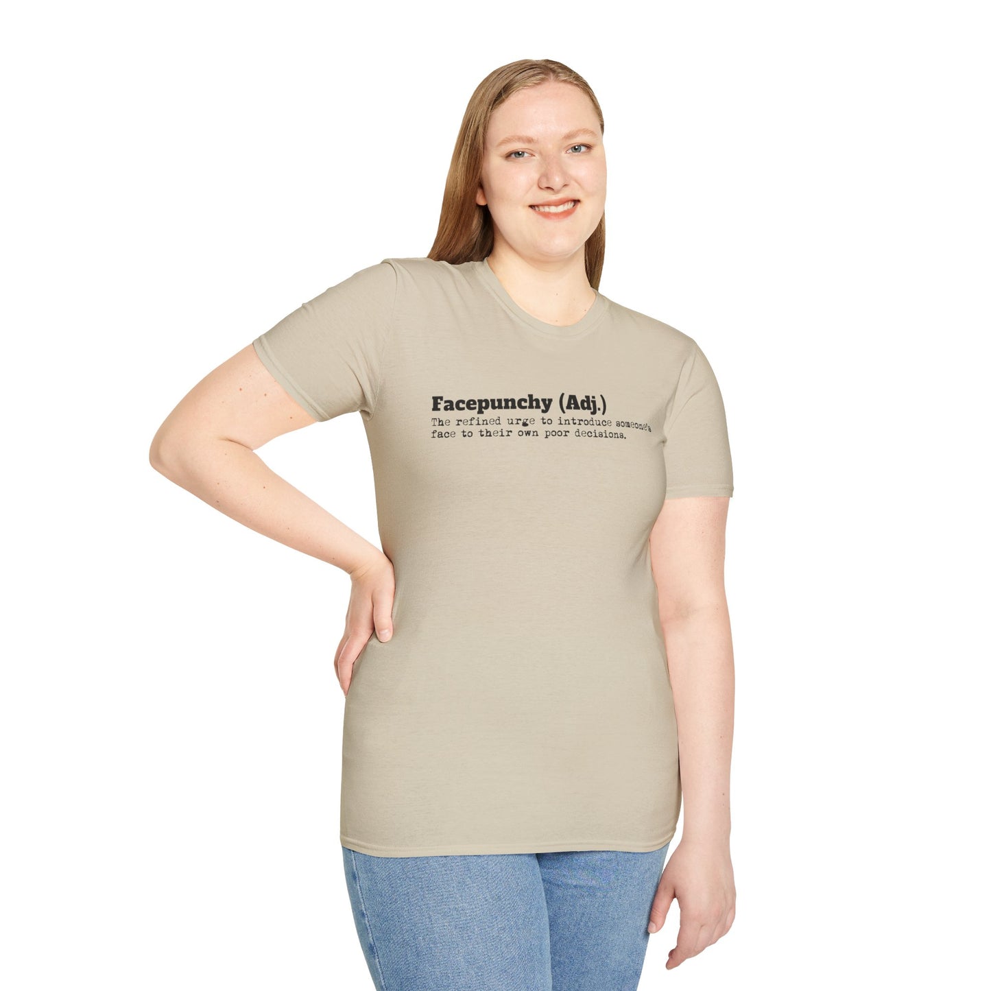 Facepunchy Definition T-Shirt Sarcastic Text Tee Funny Dictionary Shirt for Snarky People Gift for Coworkers with Attitude Passive Aggressive Humor