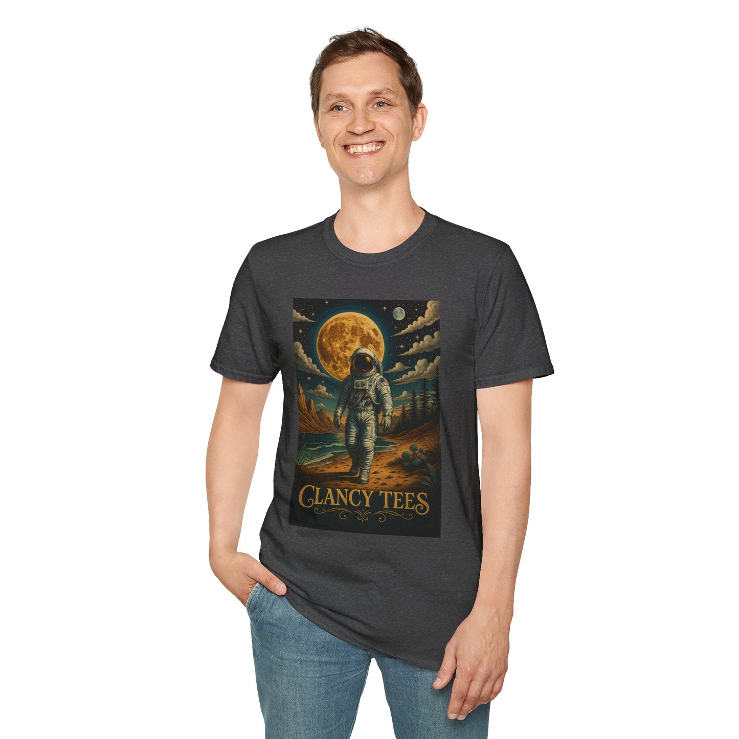 Astronaut Adventure Unisex Softstyle T-Shirt | Cosmic Space Shirt, Graphic Tee for Space Lovers, Gift for Nerds, Casual Wear