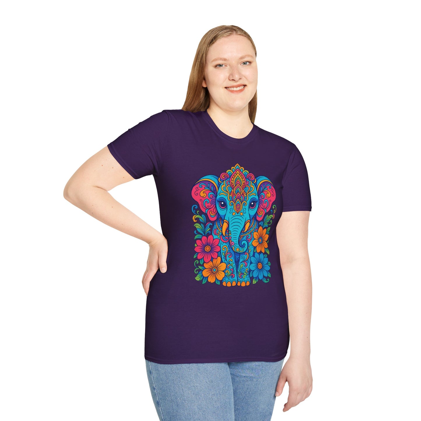 Colorful Elephant Shirt Trippy Boho Floral Art Tee Gift for Yoga Lovers Psychedelic Animal Fans and Free Spirits Who Rock Vibrant Festival Style