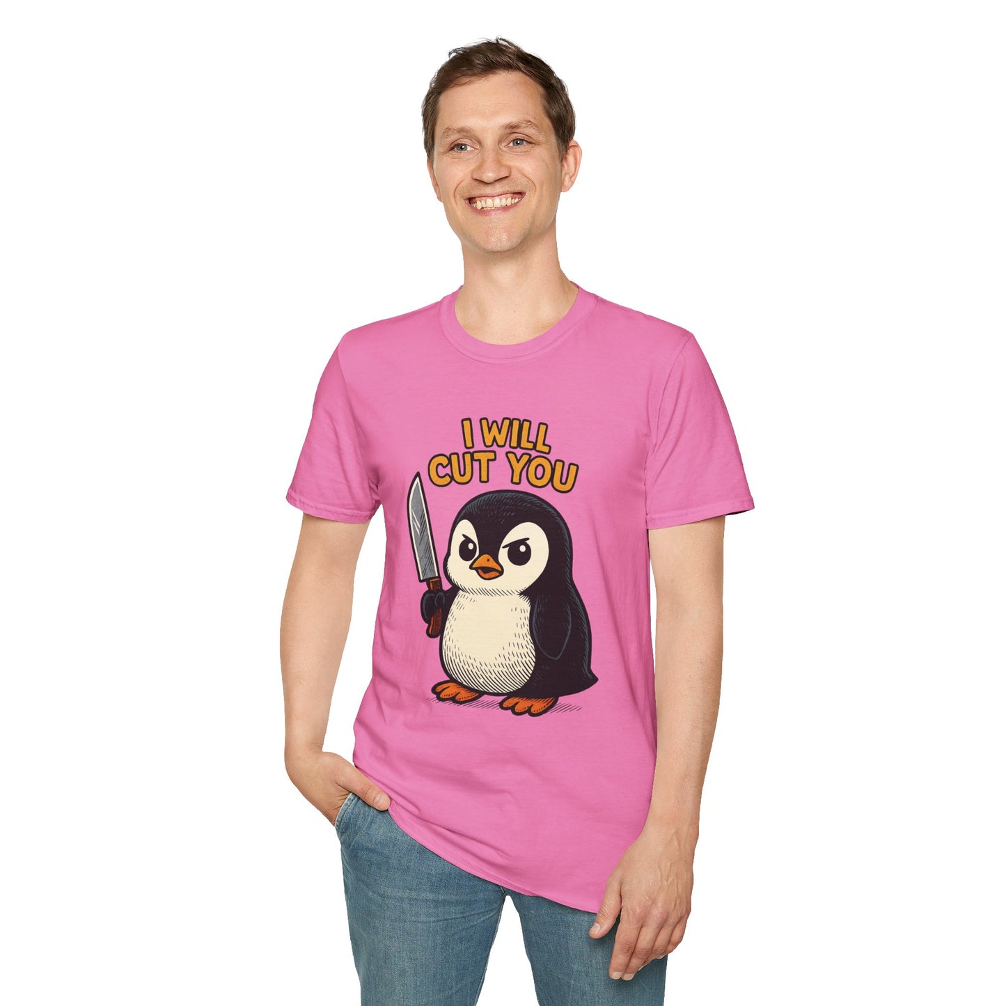 Angry Penguin Knife Shirt – Funny Animal Graphic Tee, Sarcastic Gift for Introverts, Cute but Deadly Humor Shirt
