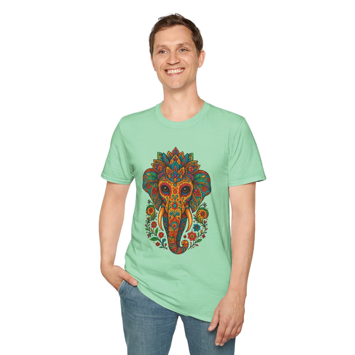 Boho Elephant Shirt Psychedelic Floral Head Art Tee Gift for Spiritual Seekers Animal Lovers and Mindful Hippies with a Love for Earthy Trippy Vibes