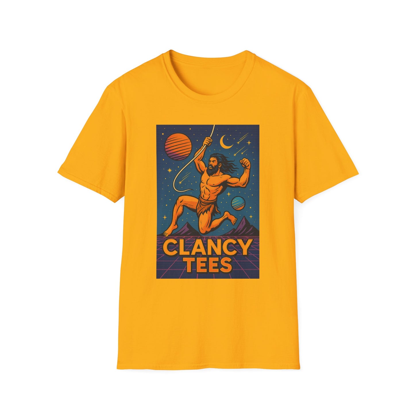 Retro Space Graphic Unisex Softstyle T-Shirt, Fun Casual Wear, Gift for Space Lovers, Cute Vintage Tee, Everyday Comfort Shirt