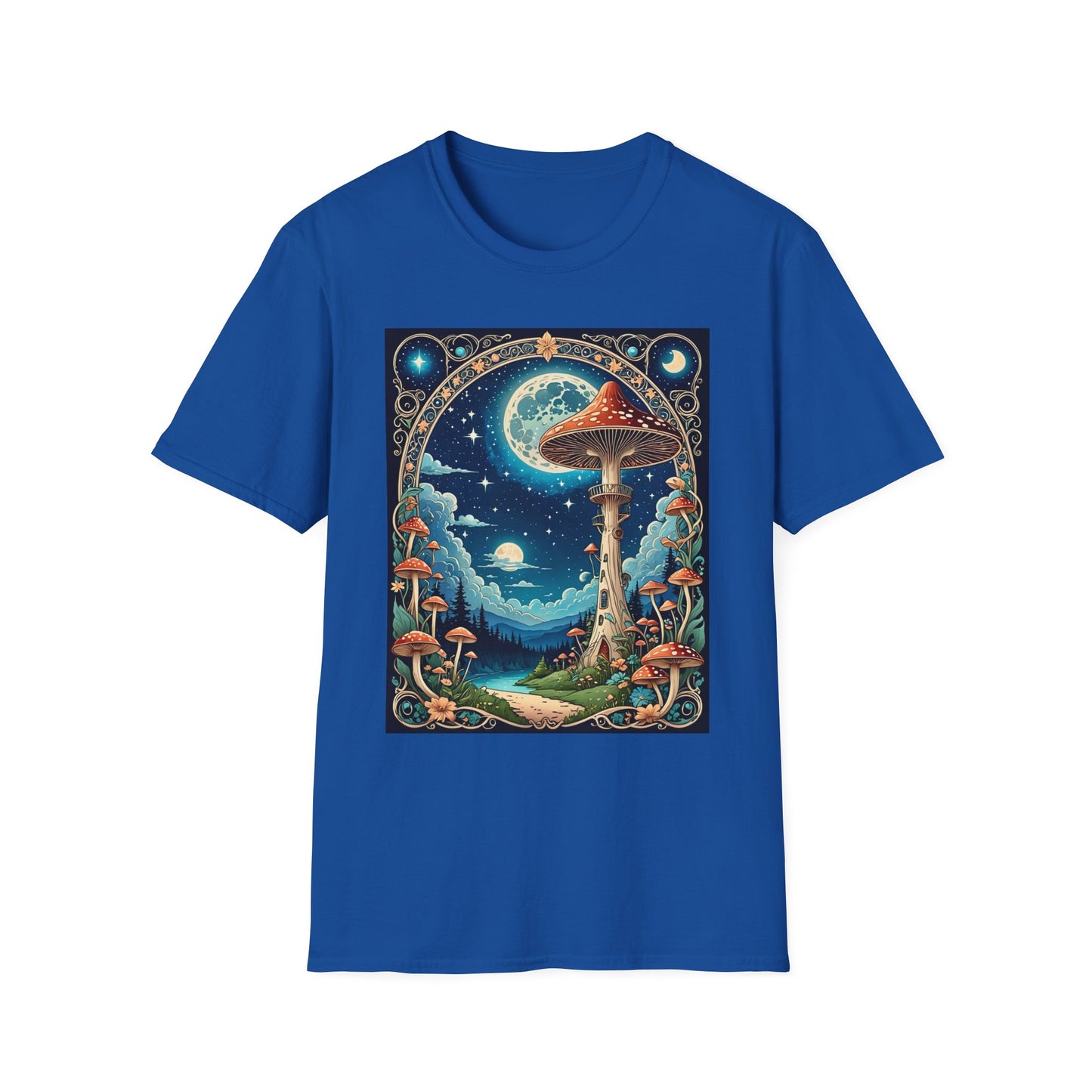 Psychedelic Mushroom Forest Shirt – Trippy Moonlight Nature Tee – Gift for Shroom Enthusiasts, Fantasy Fans, and Dreamy Escapists