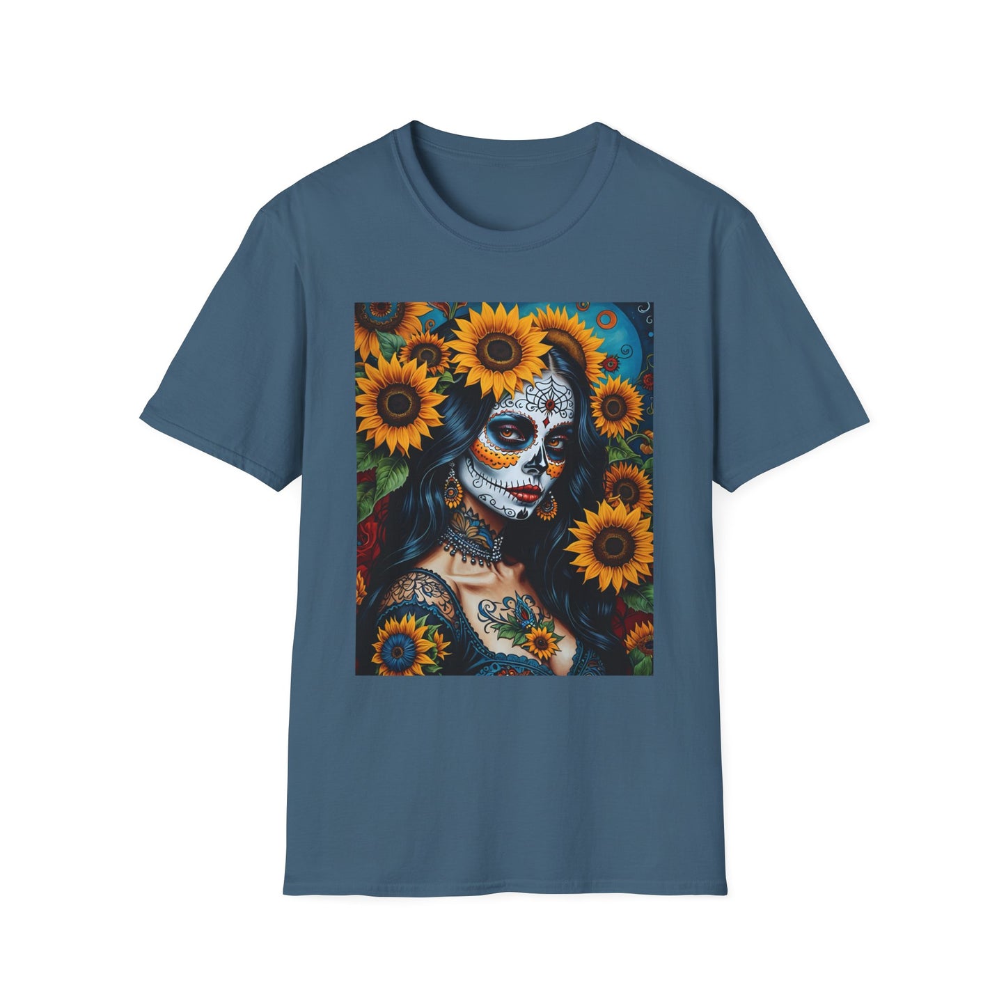 Day of the Dead Floral T-Shirt, Sugar Skull Tee, Unisex Halloween Shirt, Floral Art T-Shirt, Casual Everyday Wear
