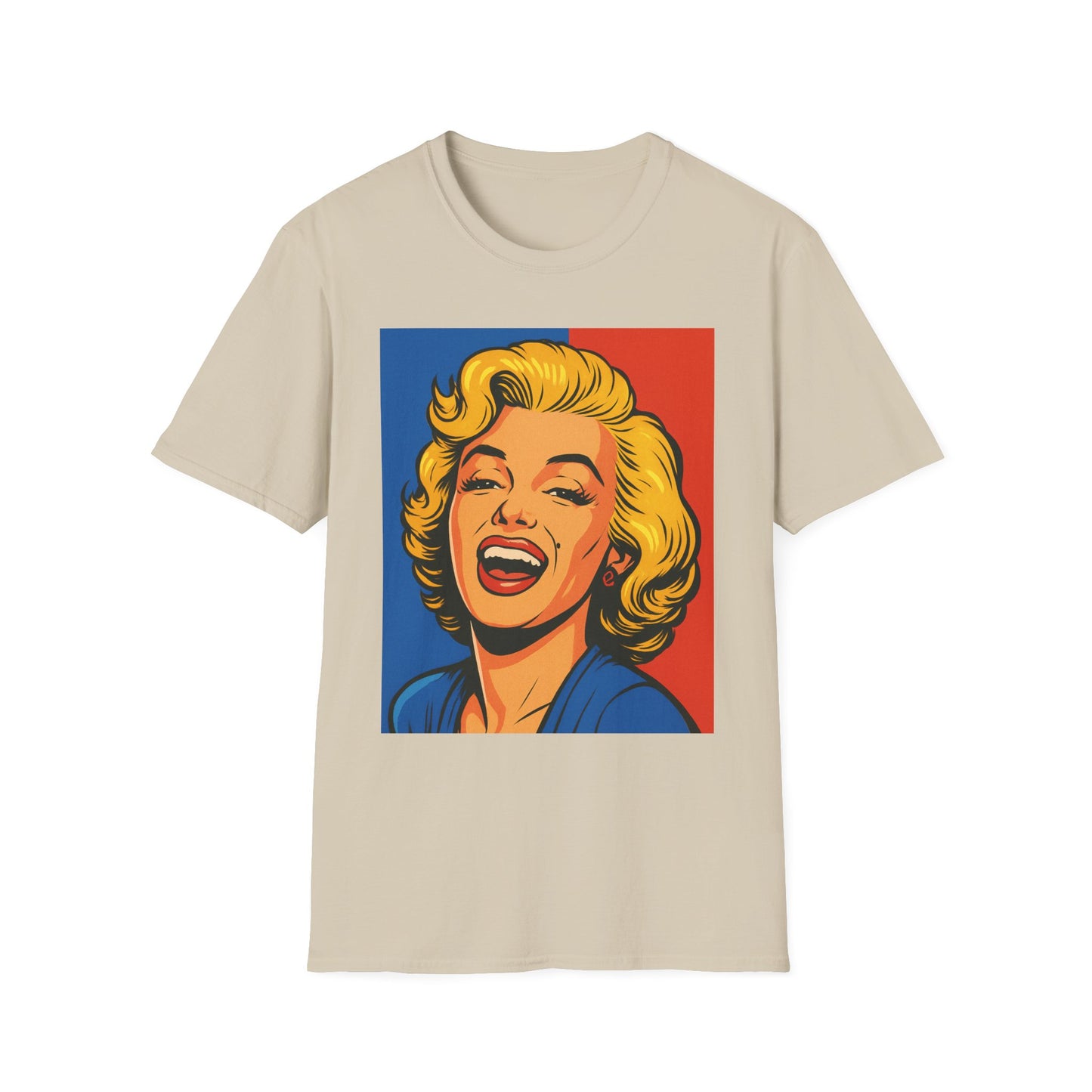 Retro Blonde Bombshell T-Shirt – Pop Art Style Graphic Tee – Gift for Classic Movie Fans, Vintage Aesthetic Lovers, and Bold Fashion Enthusiasts