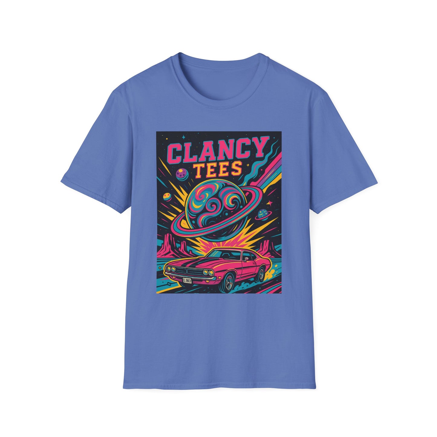 Retro UFO Car Crash Shirt – Clancy Tees Vaporwave Space Tee – Gift for Sci-Fi Fans, Vintage Car Lovers, Alien Believers, and 80s Aesthetic Addicts
