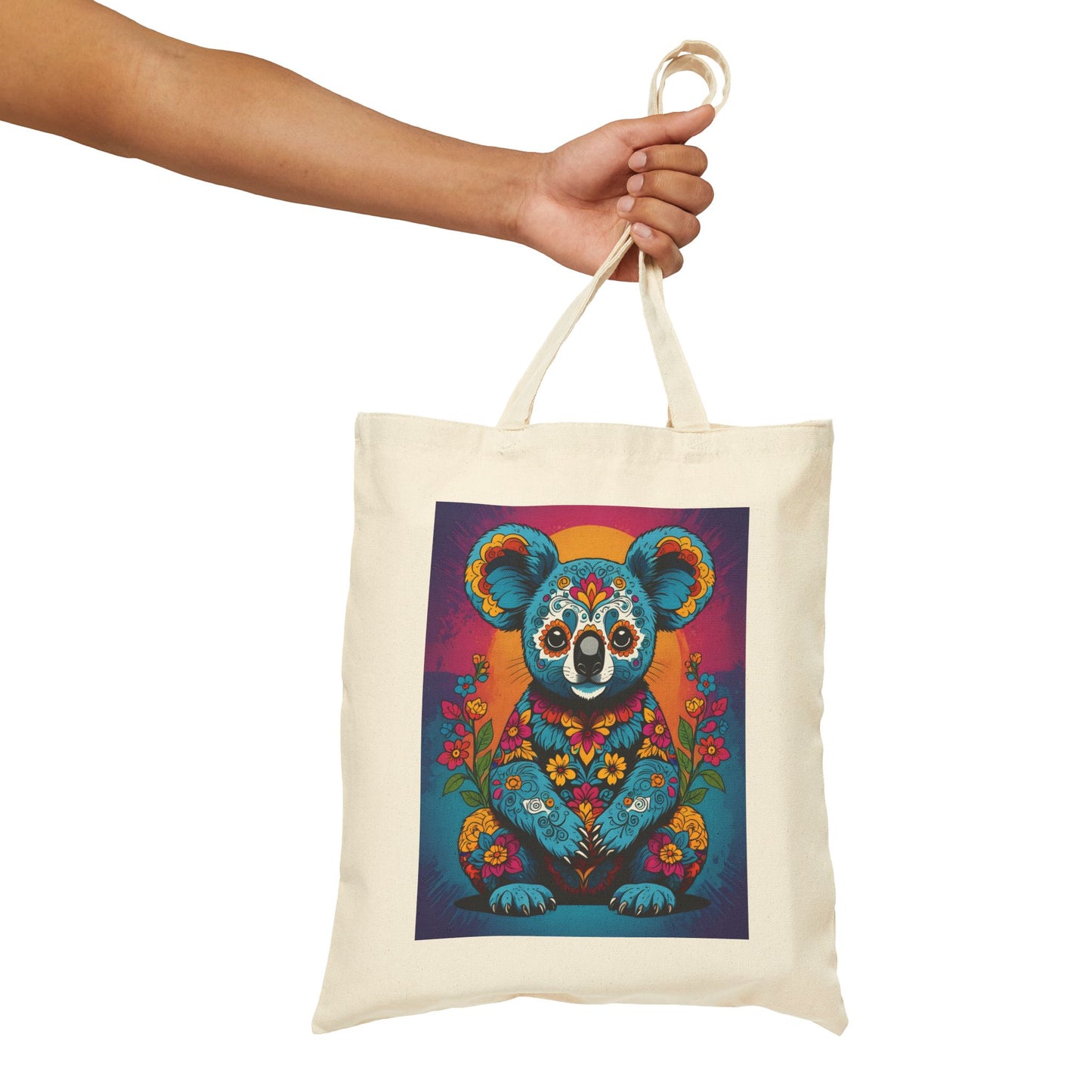 Psychedelic Koala Tote Bag With Colorful Trippy Art Design Bold Animal Print Carryall Bag Unique Gift For Nature Lovers