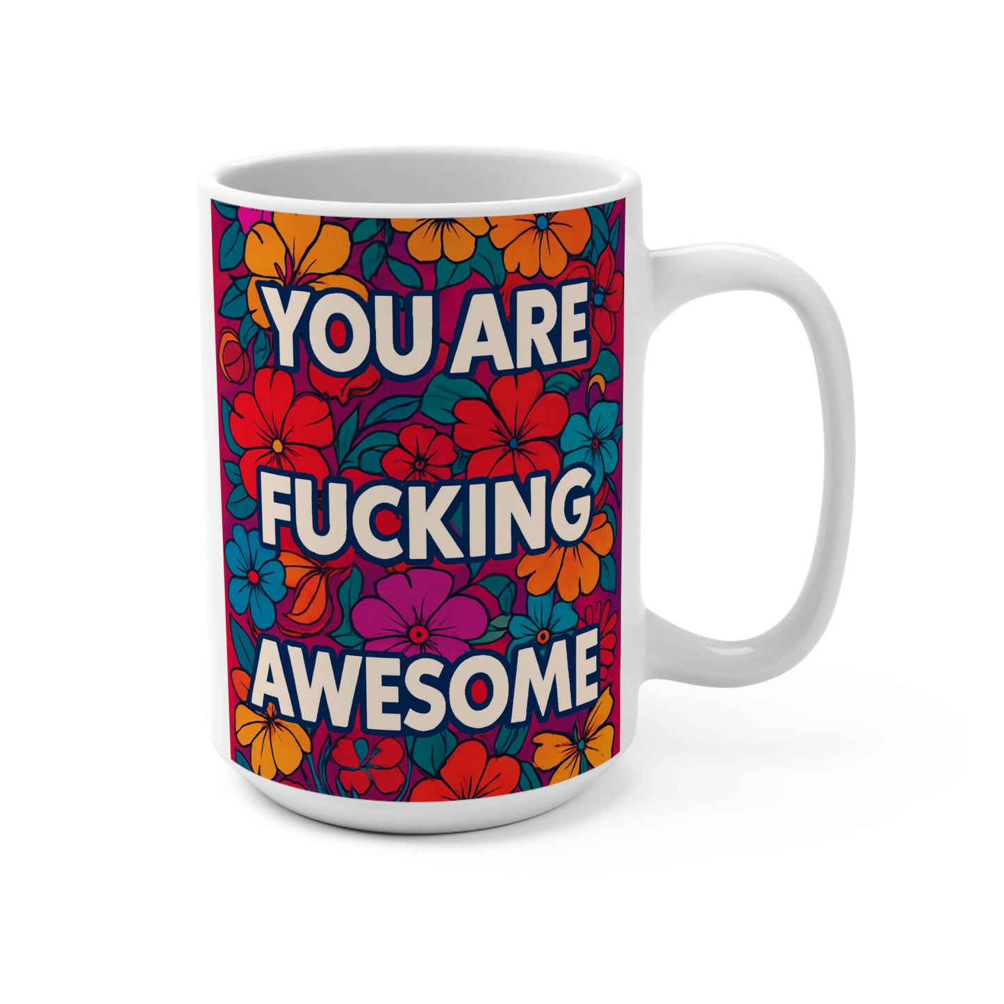 You Are Fucking Awesome Mug Funny Floral Artwork Ceramic Coffee Cup Gift for Friends