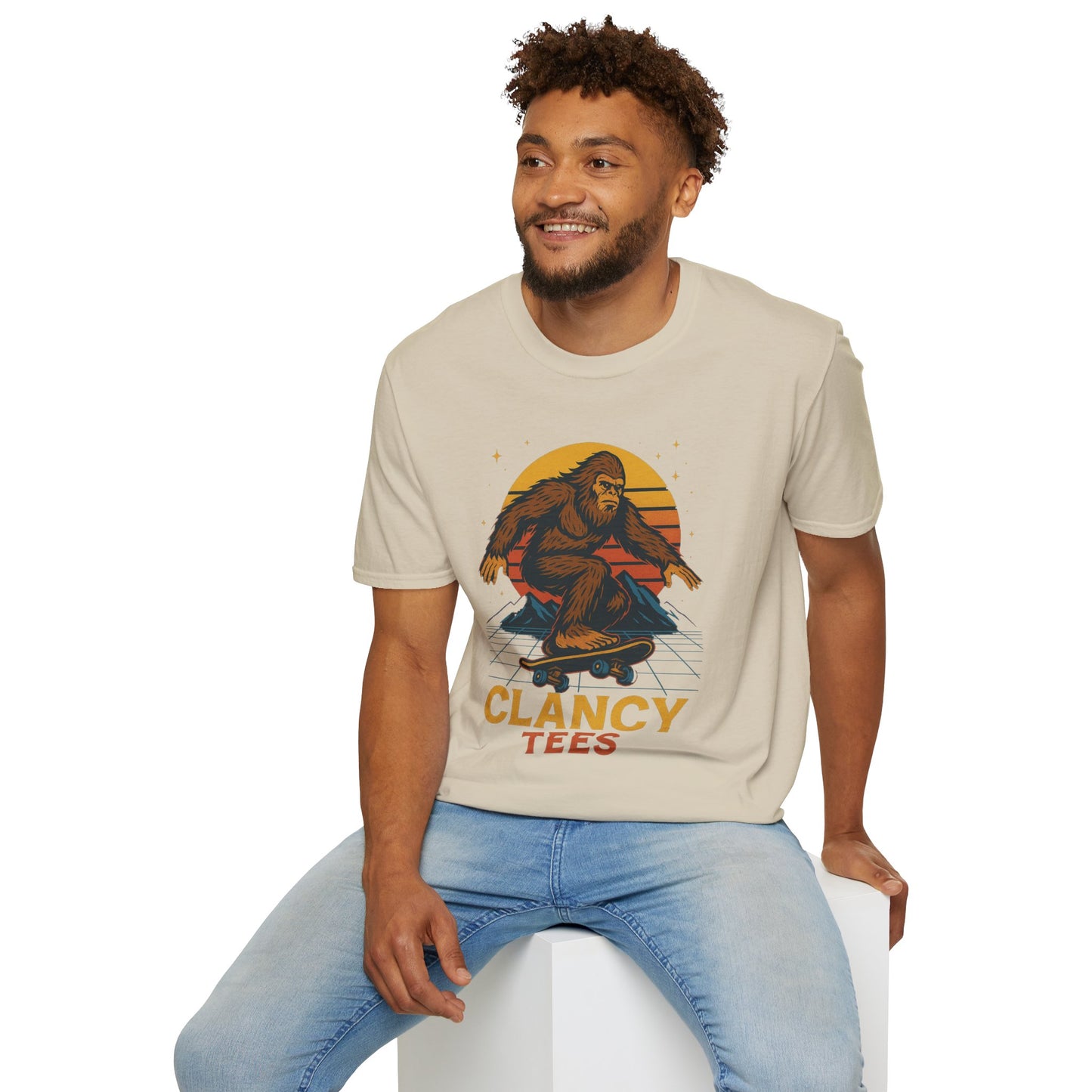 Bigfoot Skateboard Unisex T-Shirt, Retro Graphic Tee, Funny Gift for Skaters, Adventure Lovers, Summer Apparel, Men's and Women's Fashion